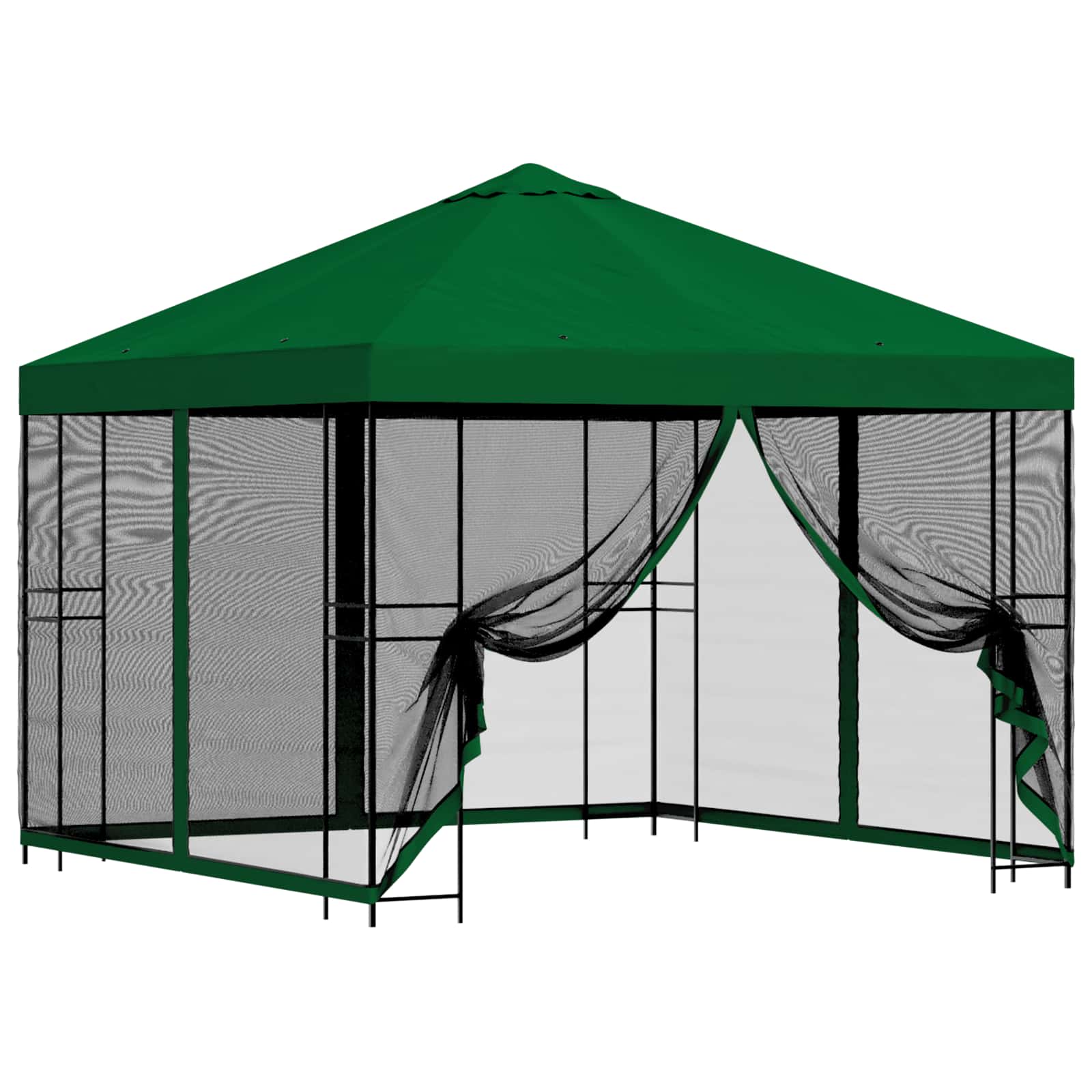 Tuin Gazebo met Zijwanden 3 x 3 m Groen Polyester en staal image 2