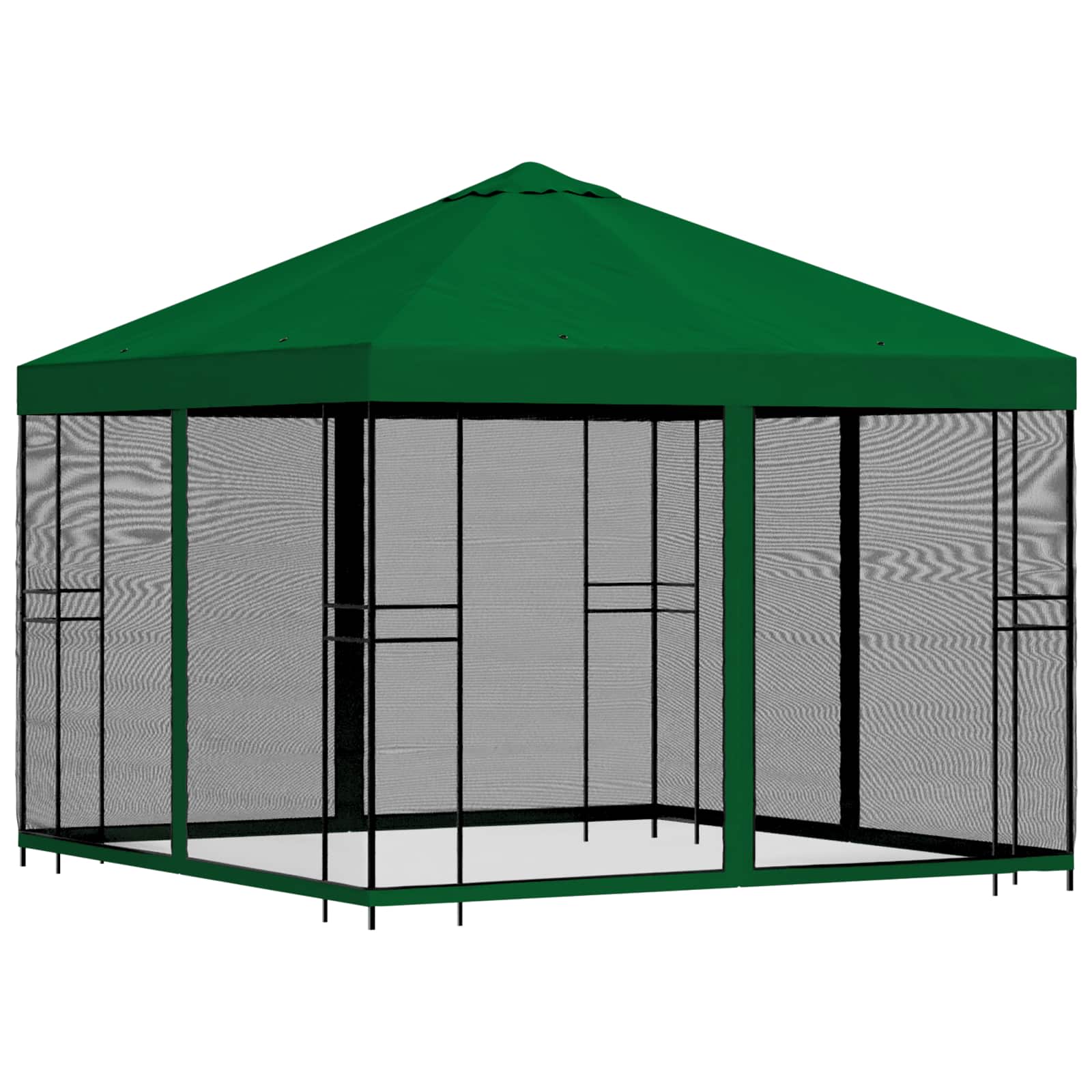 Tuin Gazebo met Zijwanden 3 x 3 m Groen Polyester en staal image 3