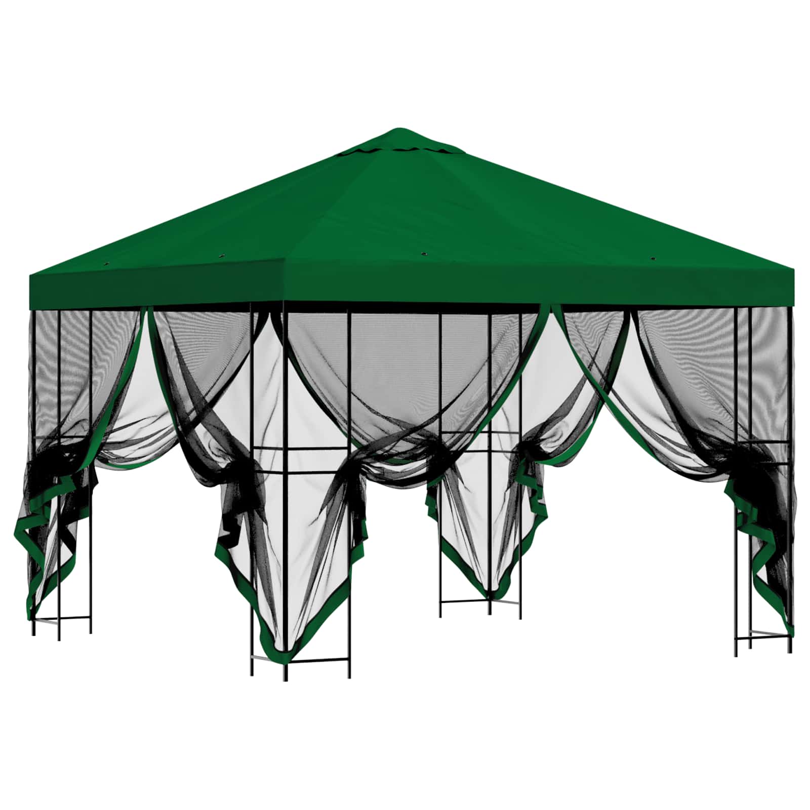 Tuin Gazebo met Zijwanden 3 x 3 m Groen Polyester en staal image 4