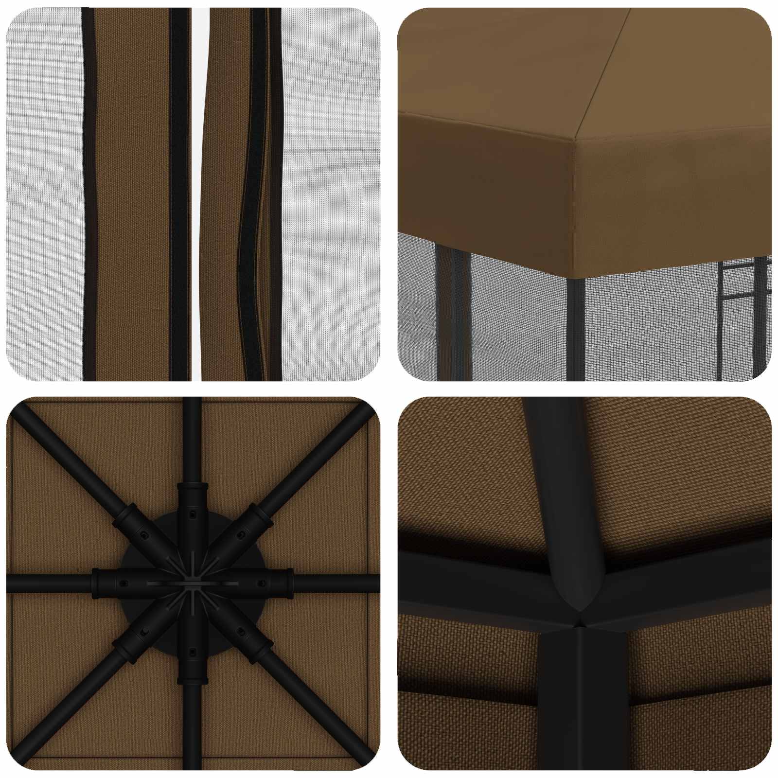Tuin Gazebo met Zijwanden 3 x 3 m Taupe Polyester en staal image 7