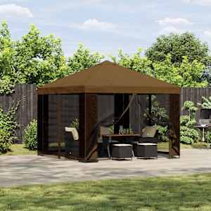 Vrtni gazebo s stranskimi stenami 3 x 3 m Taupe