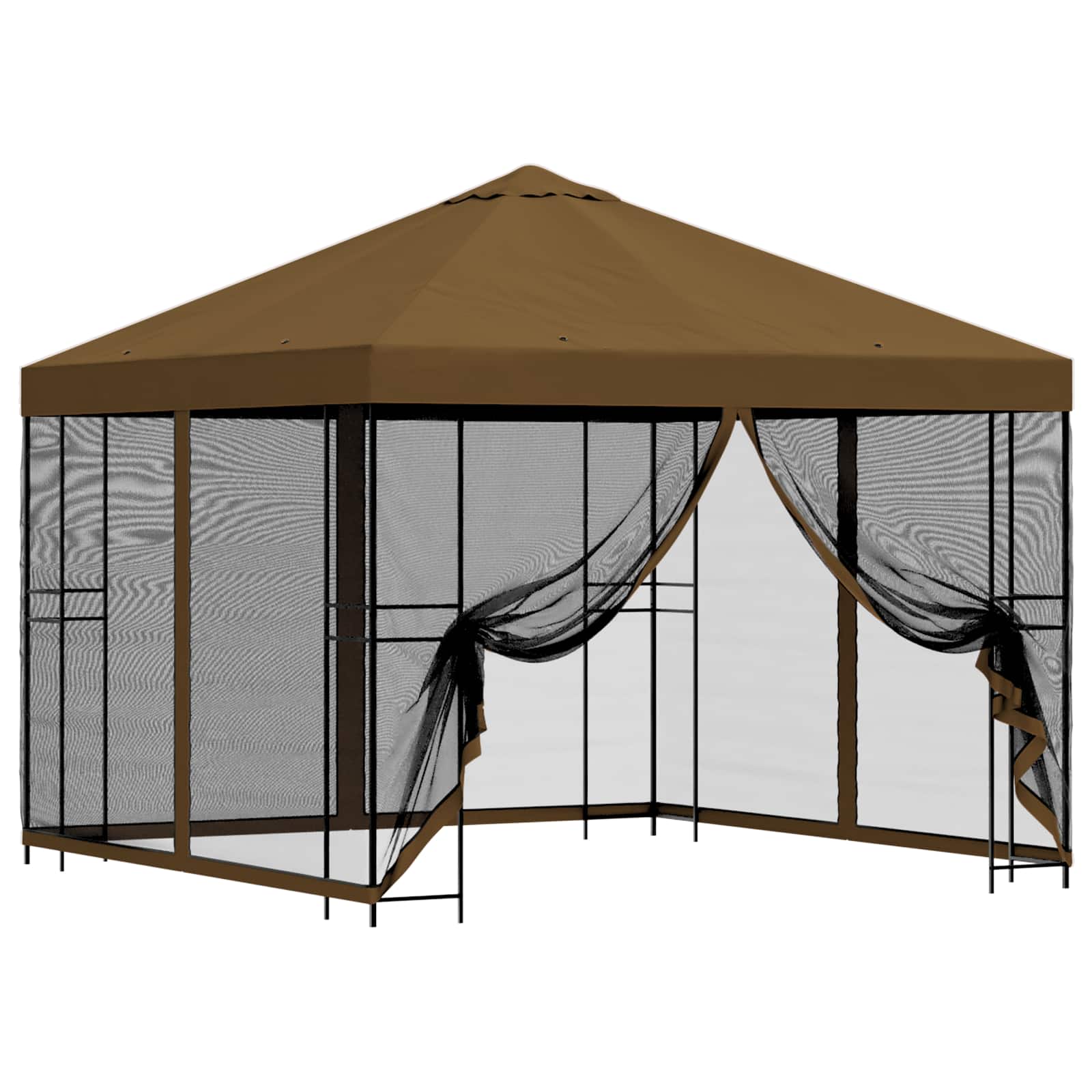 Tuin Gazebo met Zijwanden 3 x 3 m Taupe Polyester en staal image 2
