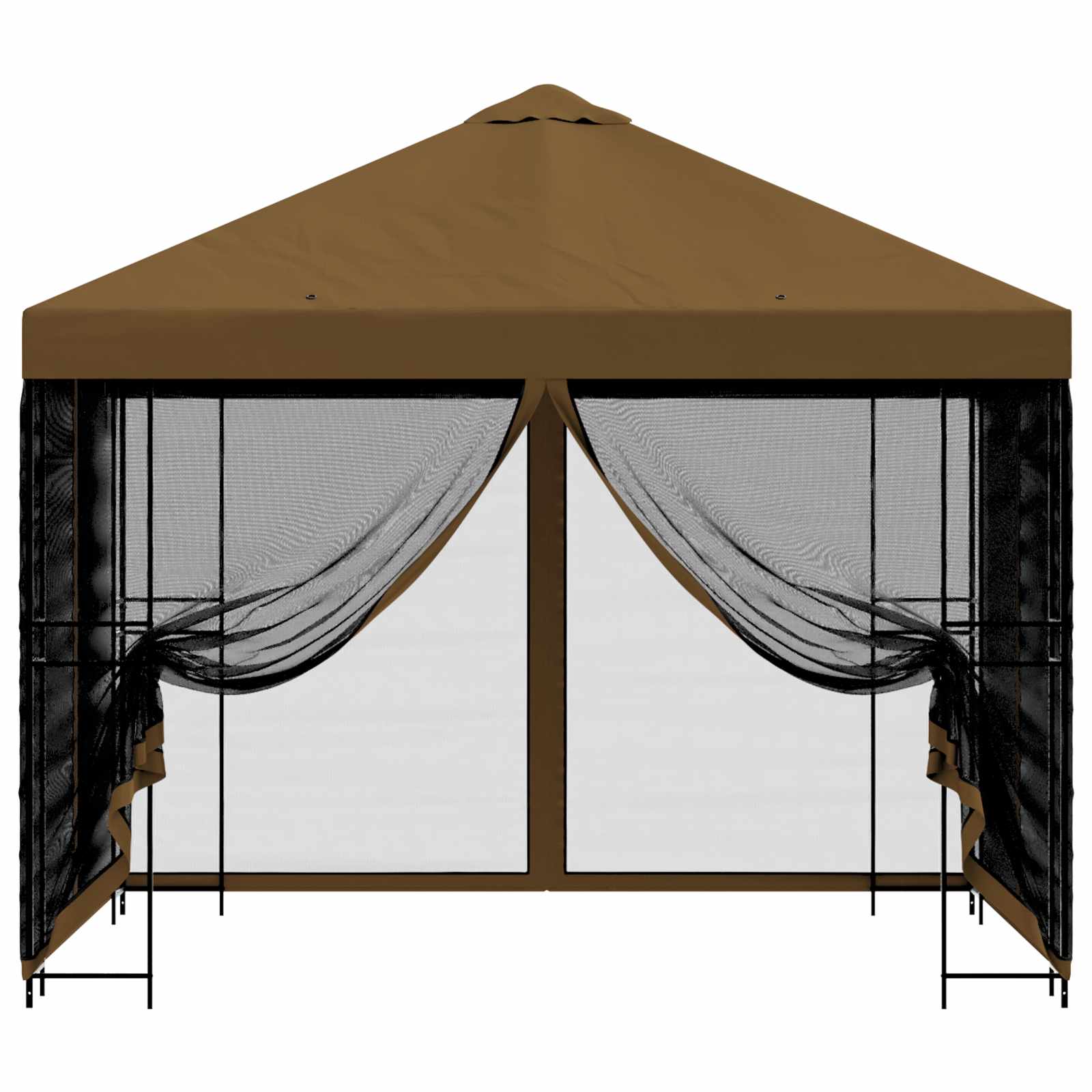 Tuin Gazebo met Zijwanden 3 x 3 m Taupe Polyester en staal image 5