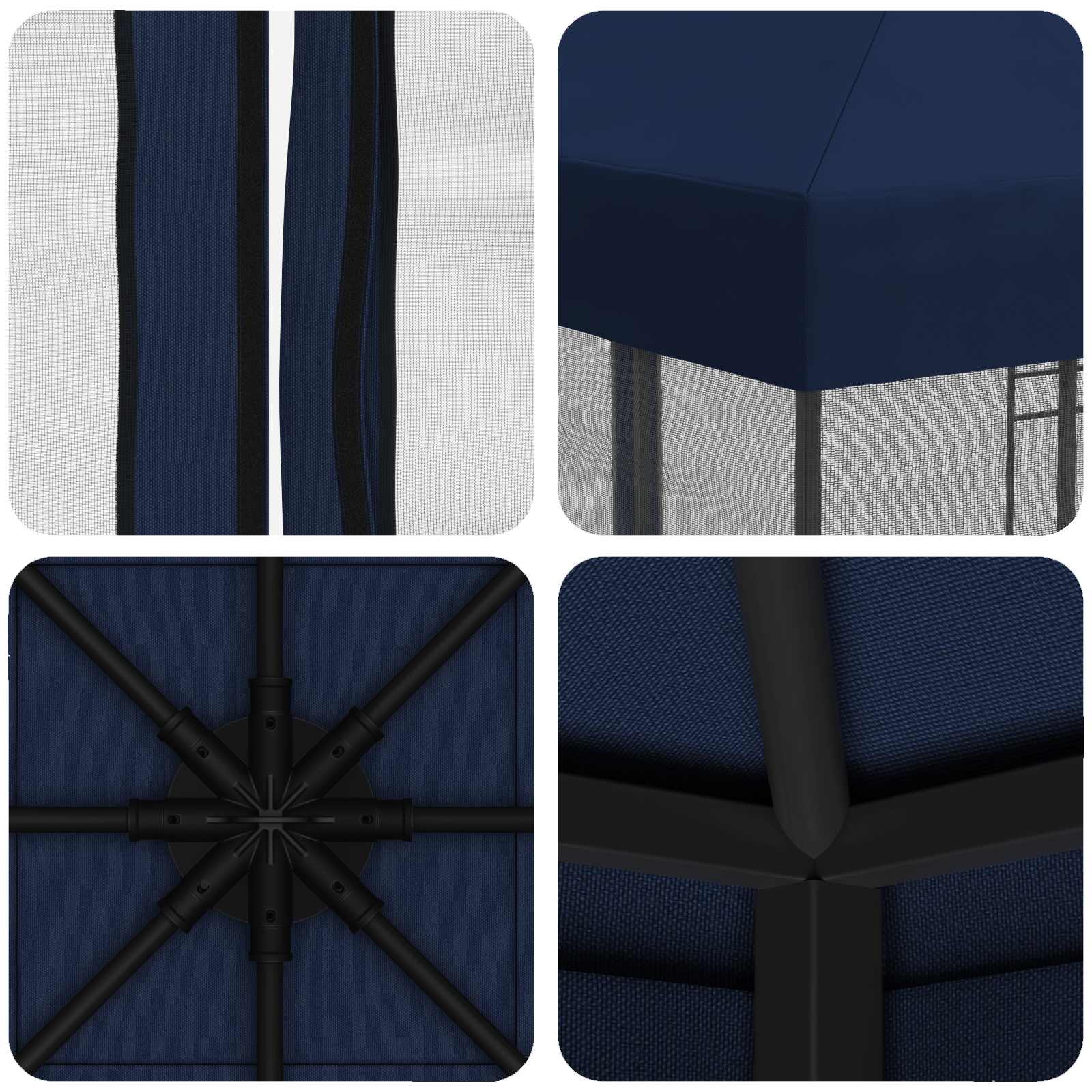 Tuin Gazebo met Zijwanden 3 x 3 m Blauw Polyester en staal image 7