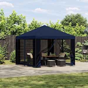 Vrtni gazebo s stranskimi stenami 3 x 3 m Modra