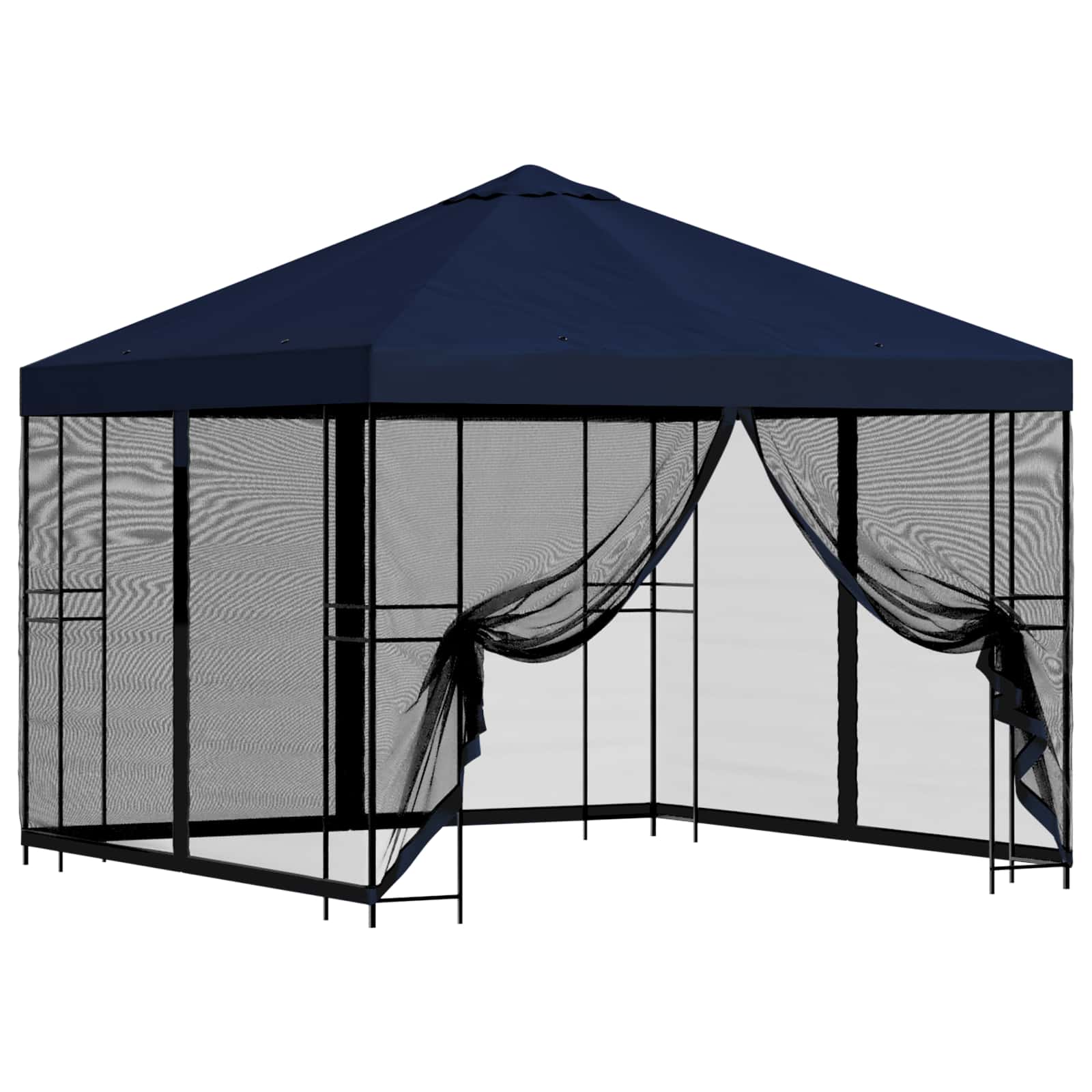 Tuin Gazebo met Zijwanden 3 x 3 m Blauw Polyester en staal image 2
