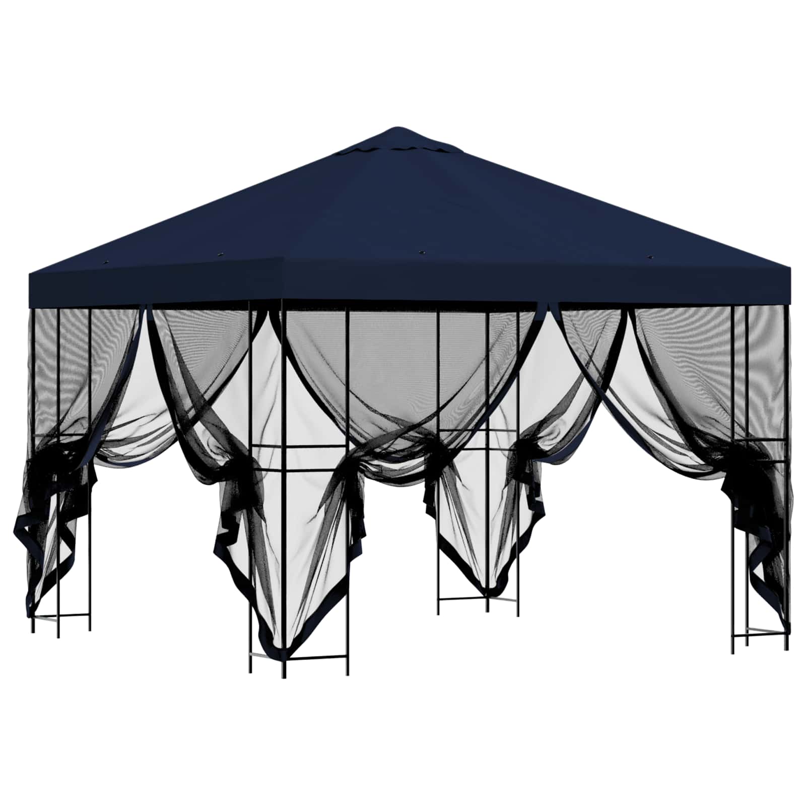 Tuin Gazebo met Zijwanden 3 x 3 m Blauw Polyester en staal image 4