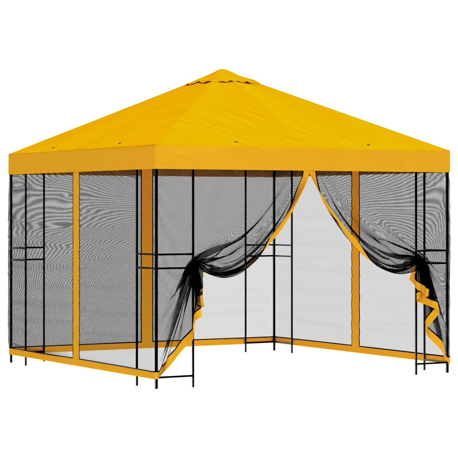 Tuin Gazebo met Zijwanden 3 x 3 m Geel Polyester en staal image 2