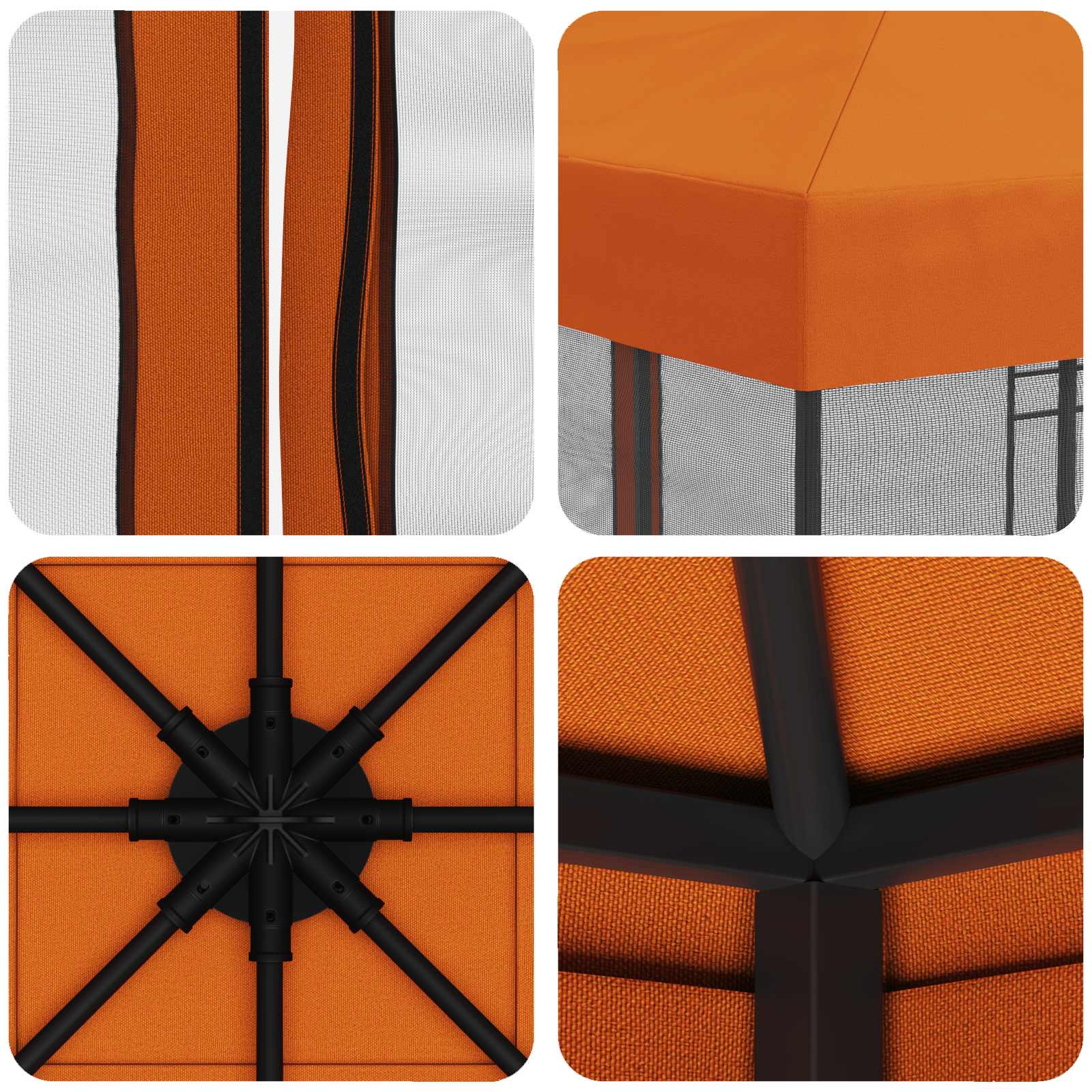 Tuin Gazebo met Zijwanden 3 x 3 m Oranje Polyester en staal image 7