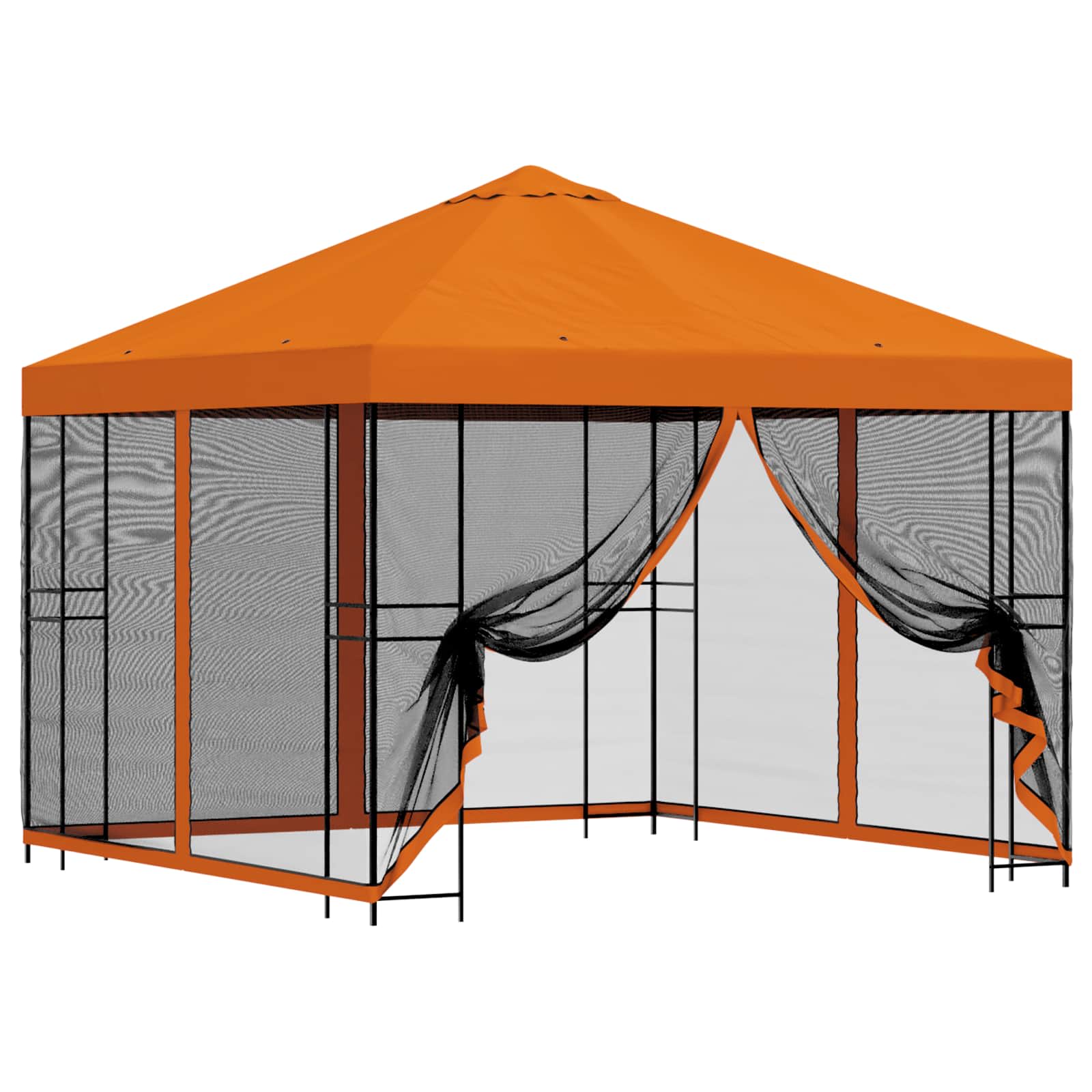 Tuin Gazebo met Zijwanden 3 x 3 m Oranje Polyester en staal image 2