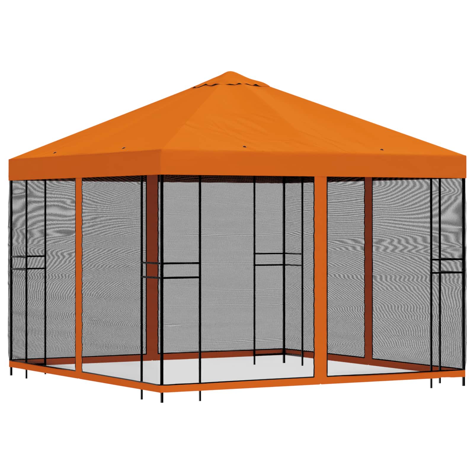 Tuin Gazebo met Zijwanden 3 x 3 m Oranje Polyester en staal image 3