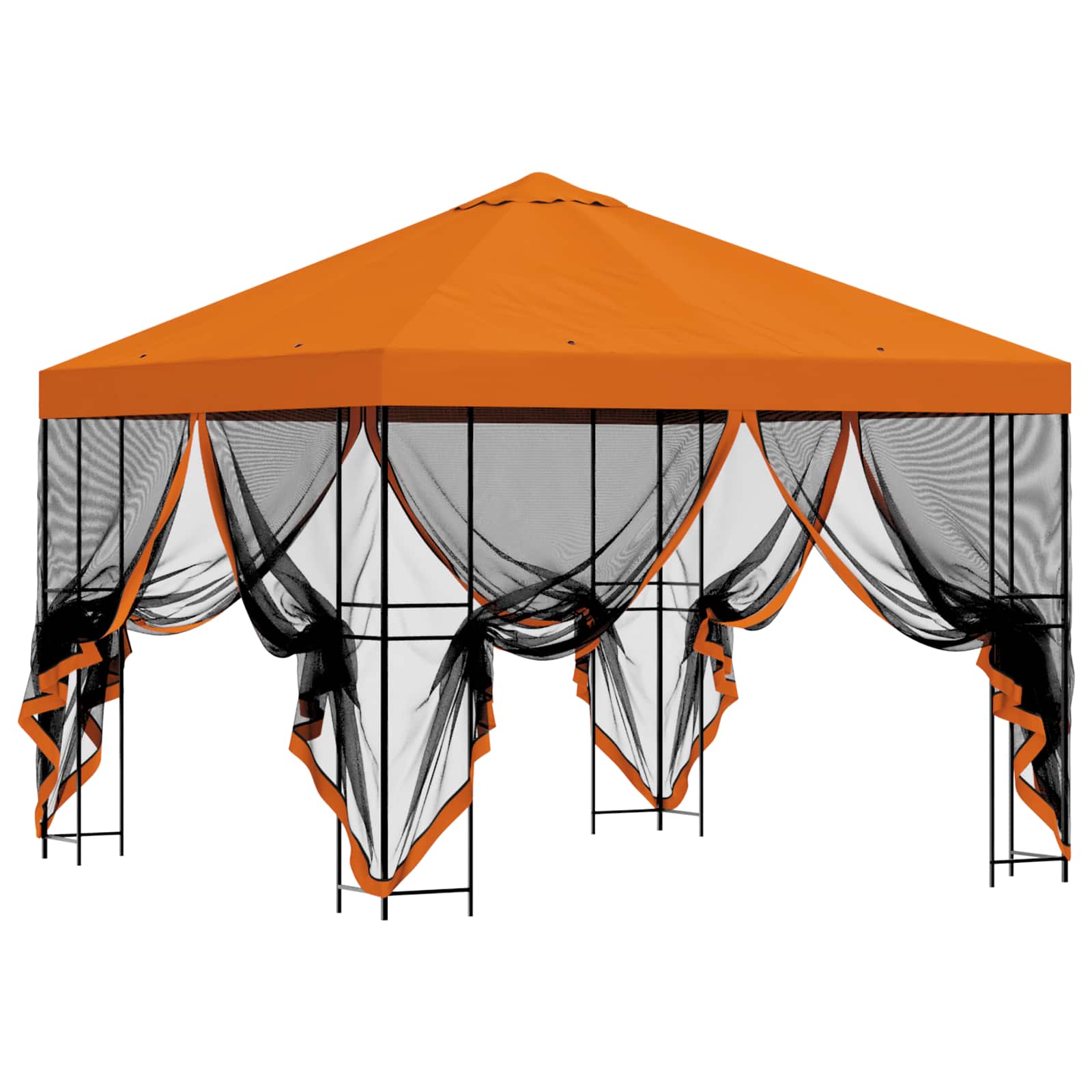Tuin Gazebo met Zijwanden 3 x 3 m Oranje Polyester en staal image 4