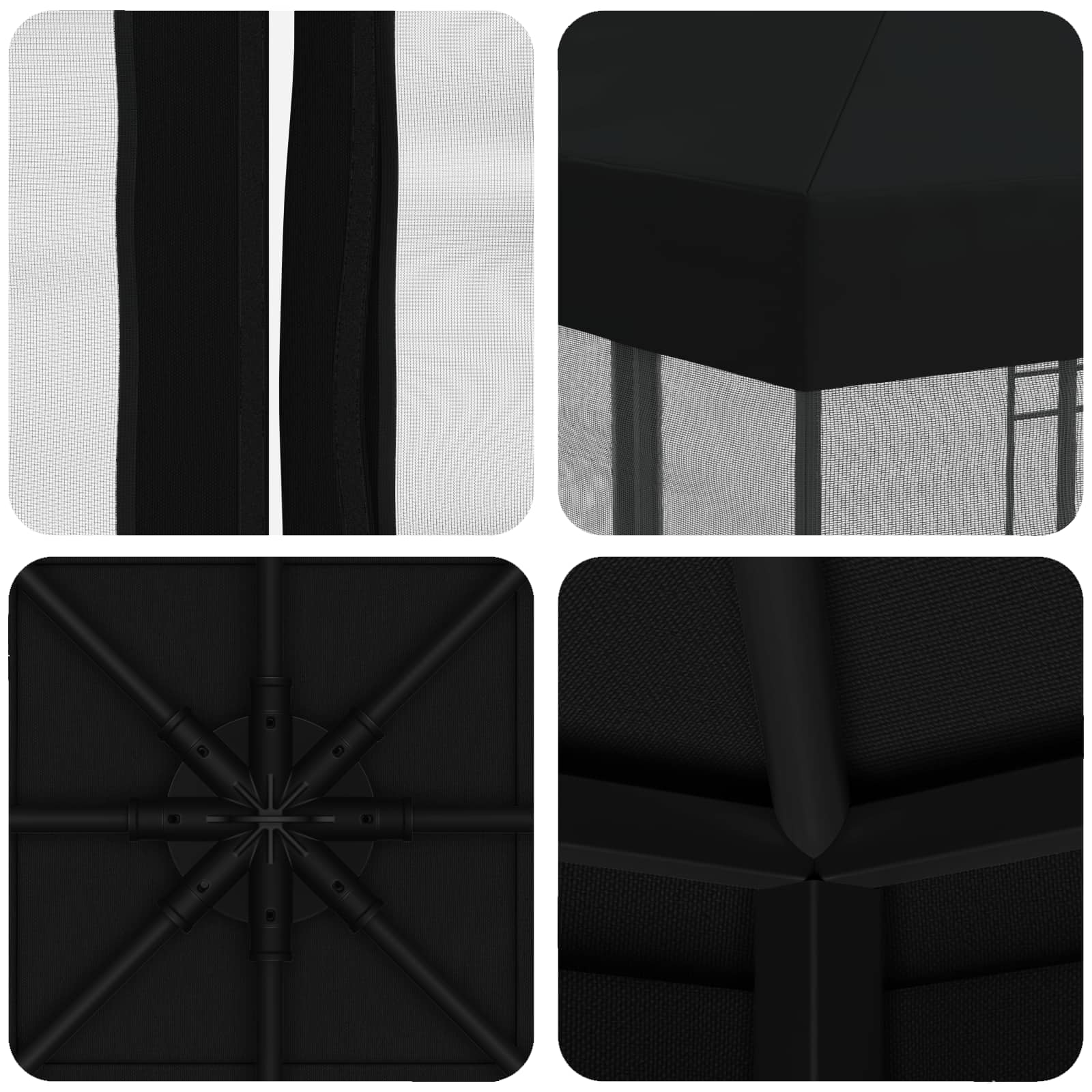 Tuin Gazebo met Zijwanden 3 x 3 m Zwart Polyester en staal image 7