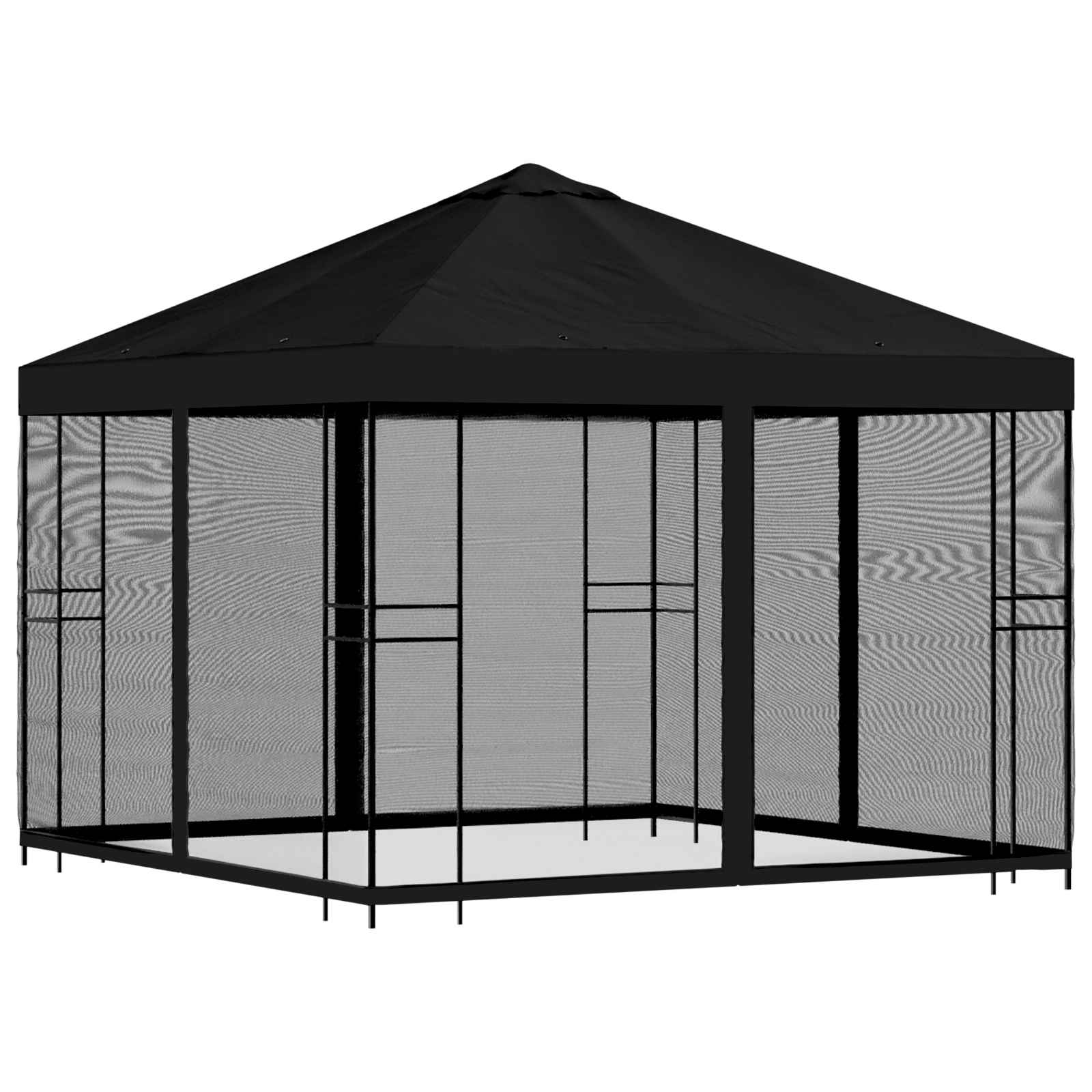 Tuin Gazebo met Zijwanden 3 x 3 m Zwart Polyester en staal image 3