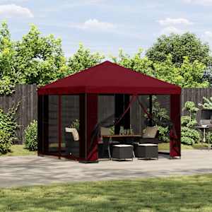 Vrtni gazebo s stranskimi stenami 3 x 3 m Burgundija