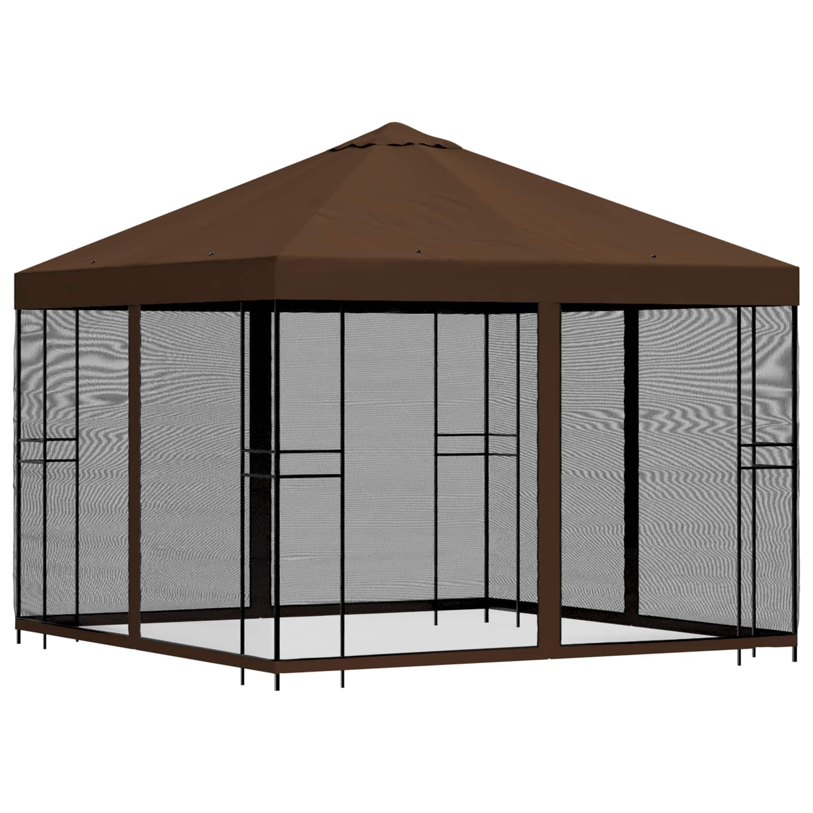 Tuin Gazebo met Zijwanden 3 x 3 m Bruin Polyester en staal 190 image 3