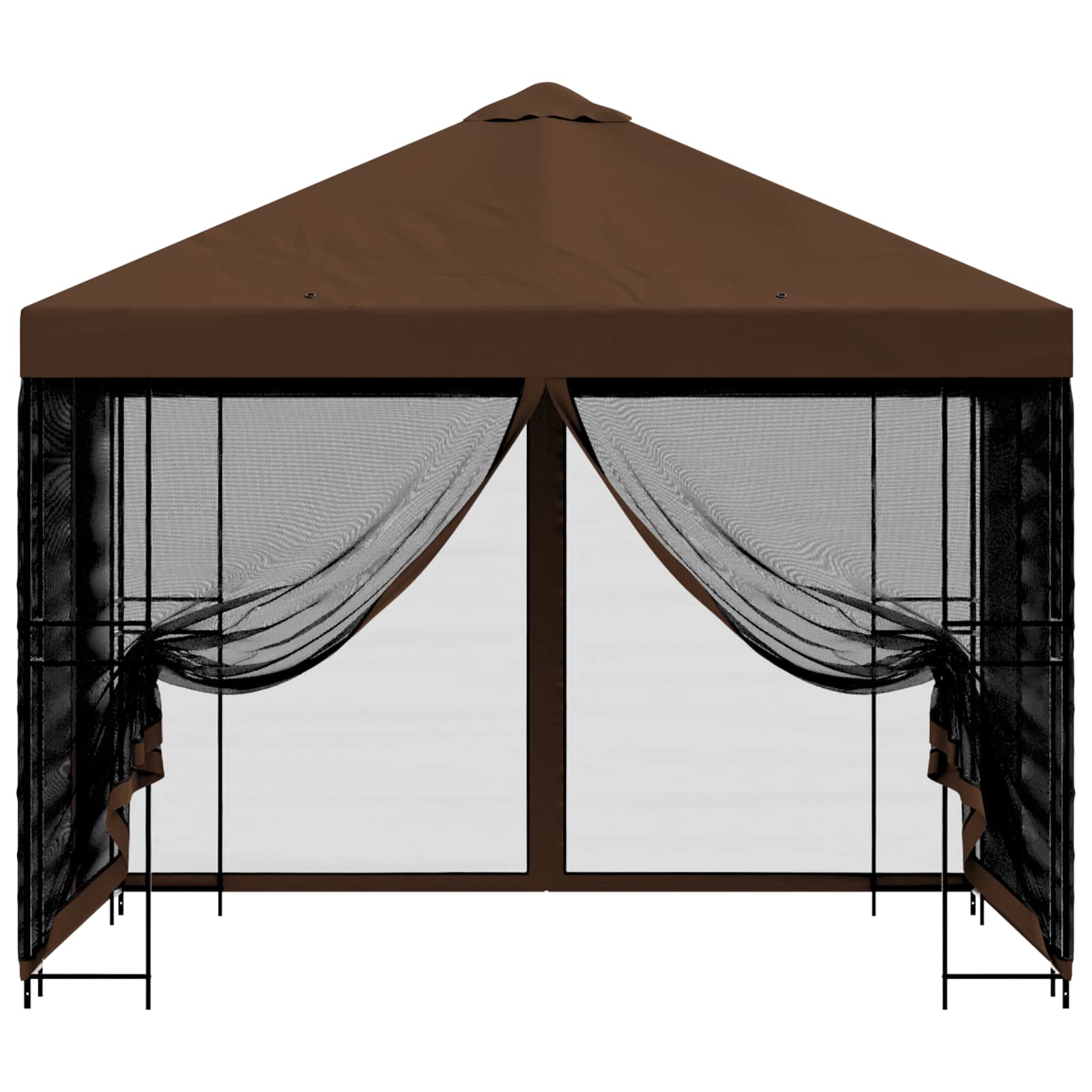 Tuin Gazebo met Zijwanden 3 x 3 m Bruin Polyester en staal 190 image 5
