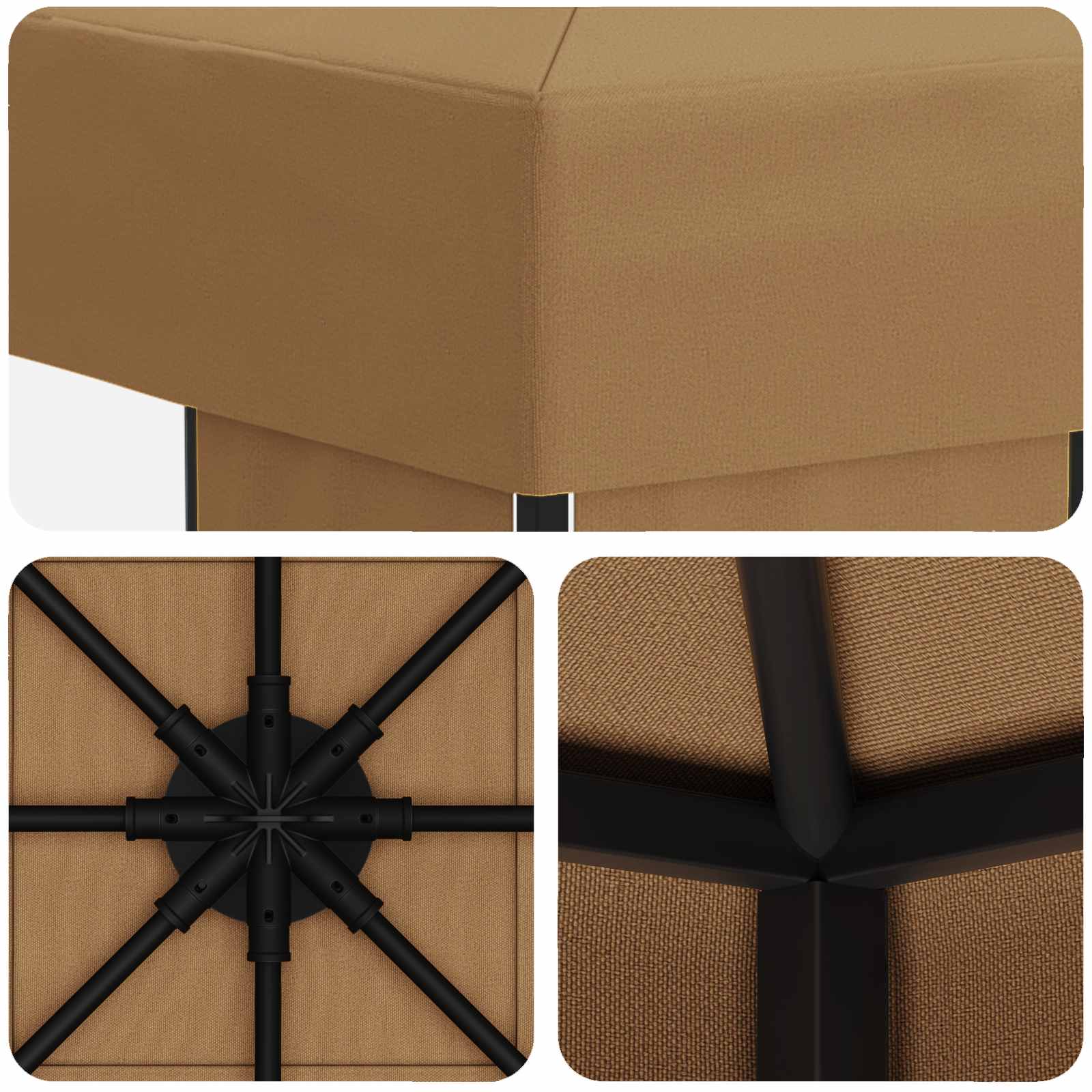 Prieel 3 x 3 m Beige Polyester en staal 190 image 5