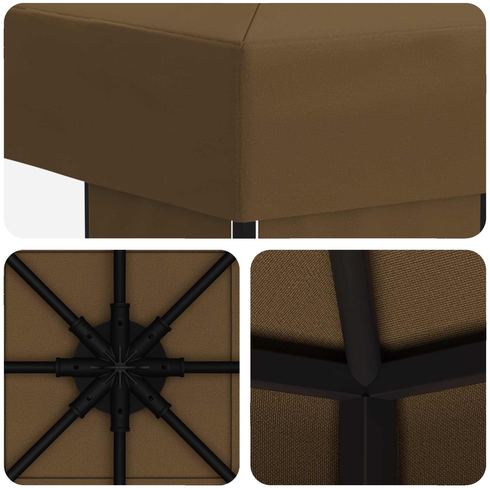 Prieel 3 x 3 m Taupe Polyester en staal 190 image 5