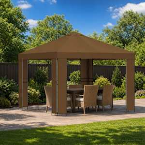Altán 3 x 3 m Taupe Polyester a ocel 190 gsm - obrázek 1