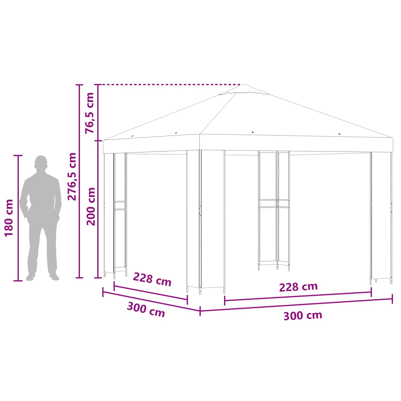 Prieel 3 x 3 m Blauw Polyester en staal 190 image 7