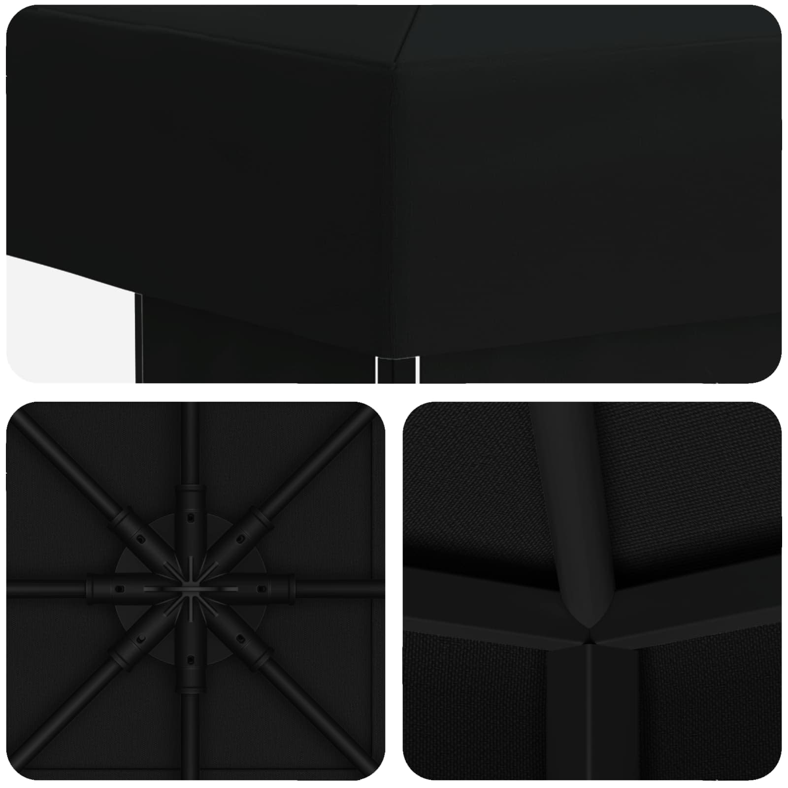Prieel 3 x 3 m Zwart Polyester en staal 190 image 5