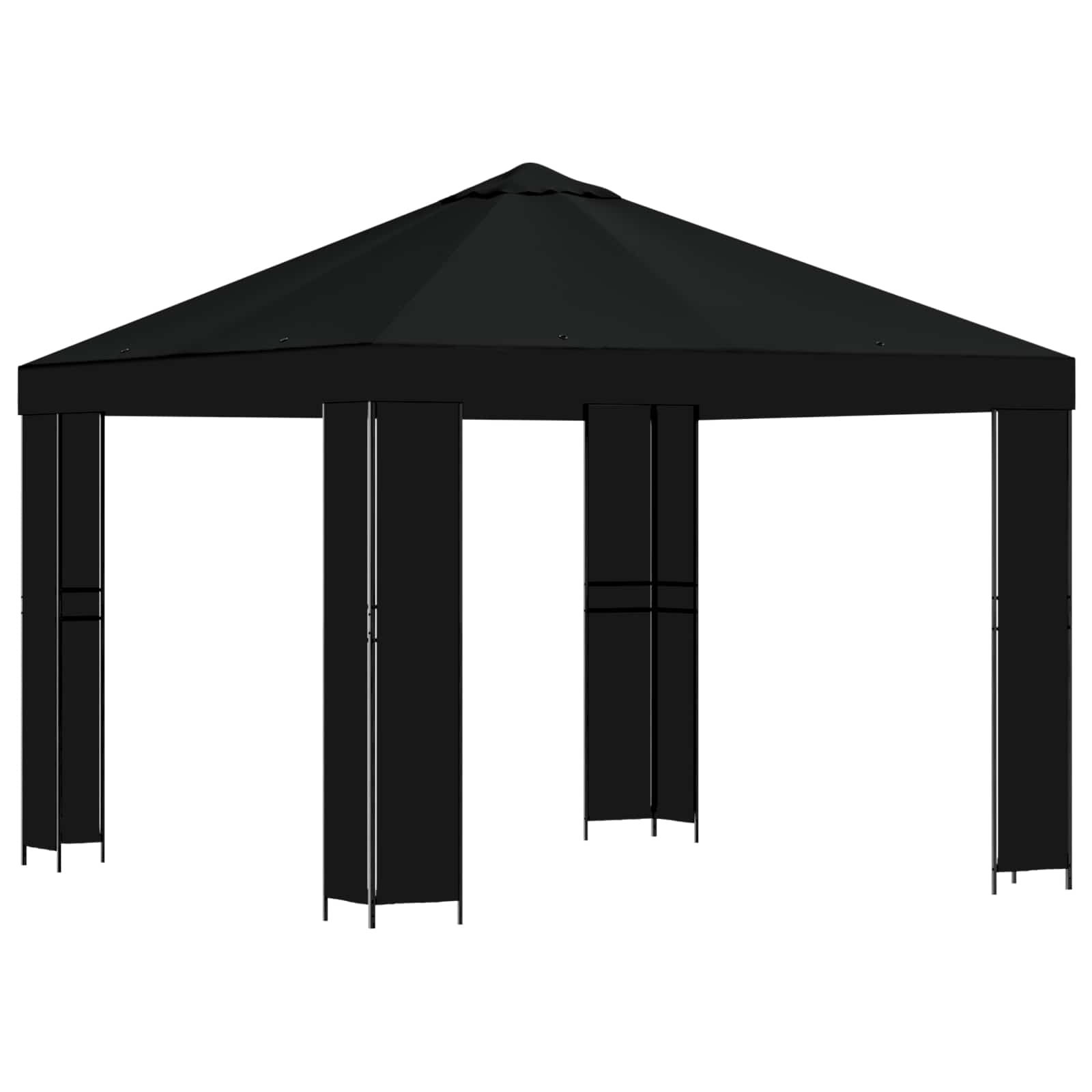 Prieel 3 x 3 m Zwart Polyester en staal 190 image 2