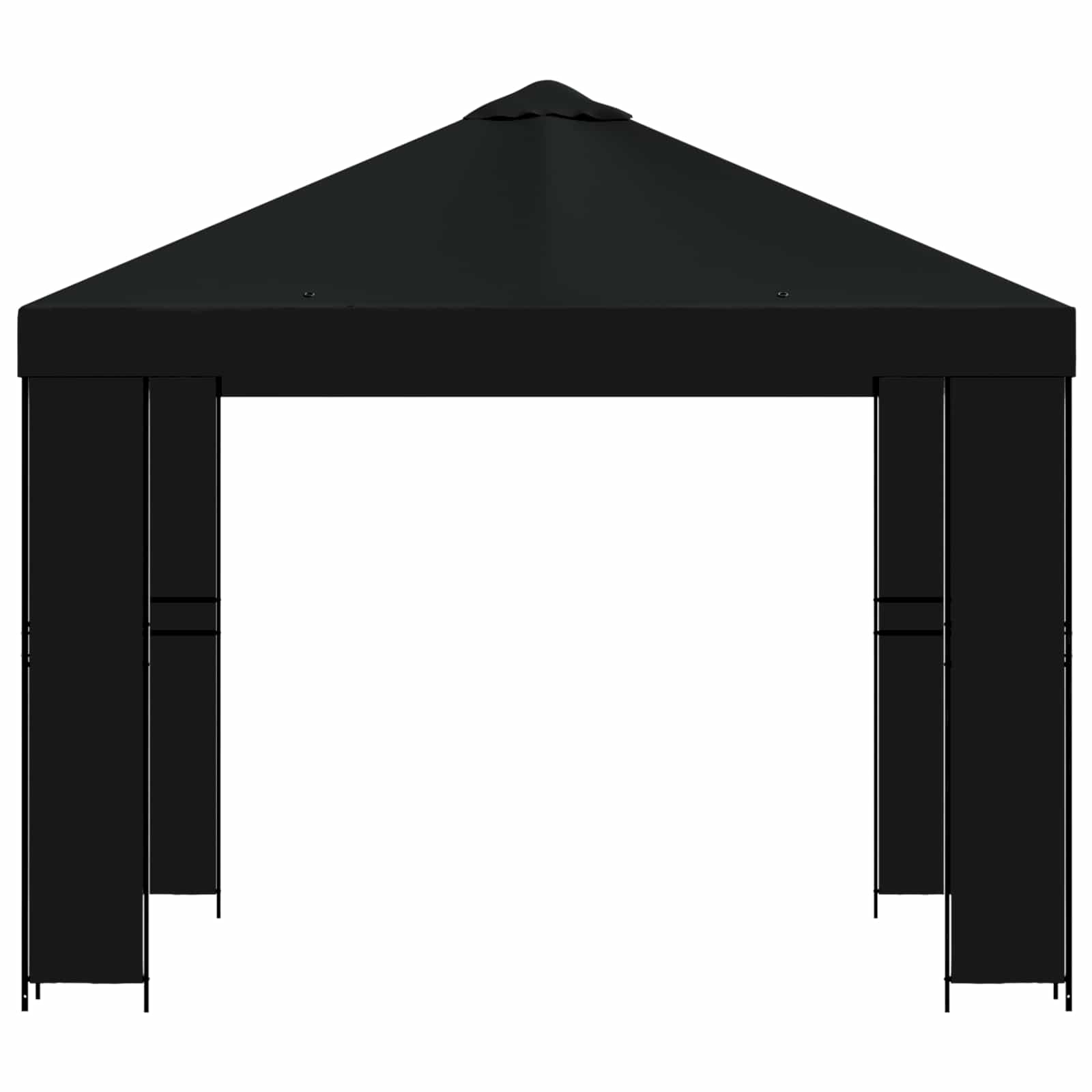 Prieel 3 x 3 m Zwart Polyester en staal 190 image 3
