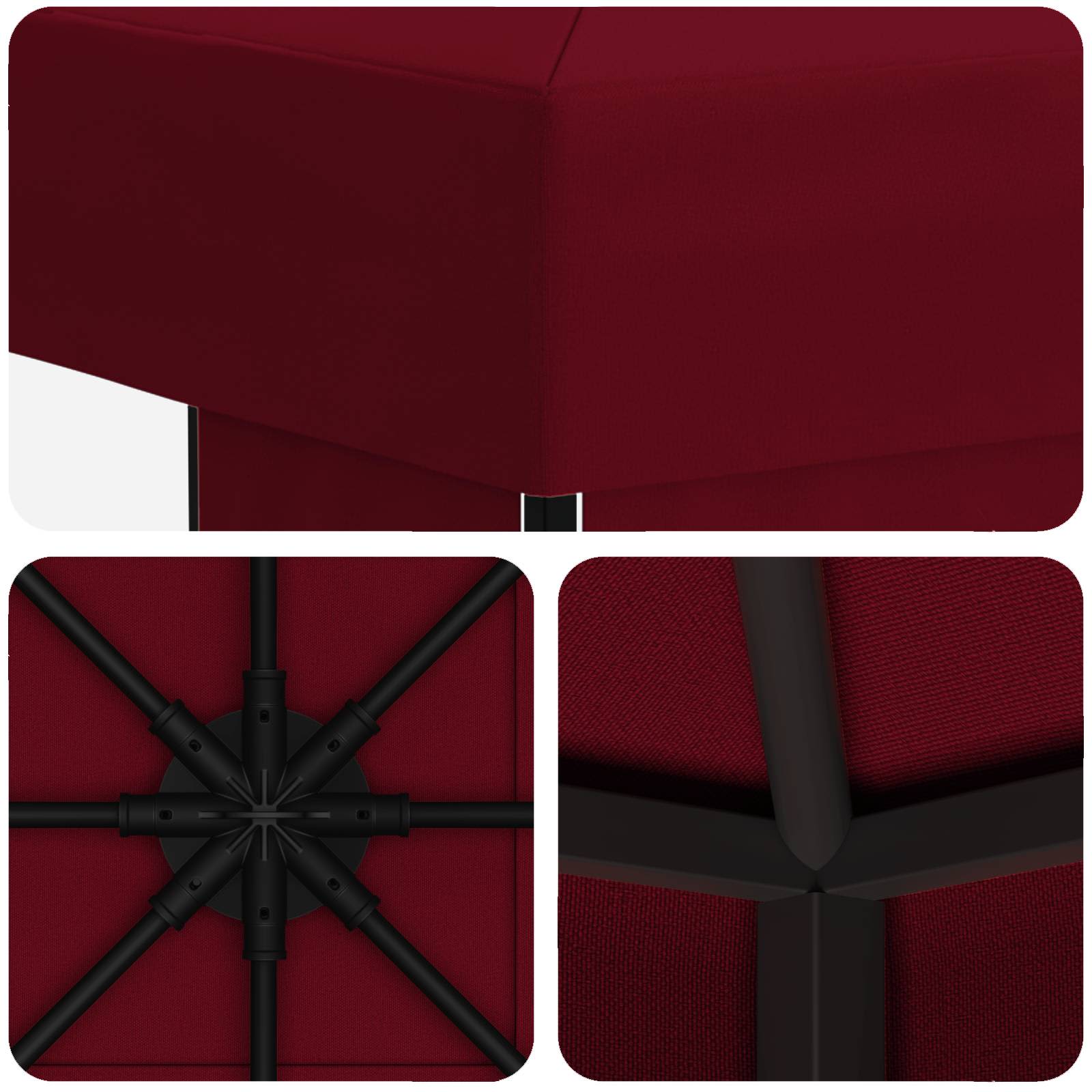 Prieel 3 x 3 m Bordeauxrood Polyester en staal 190 image 5