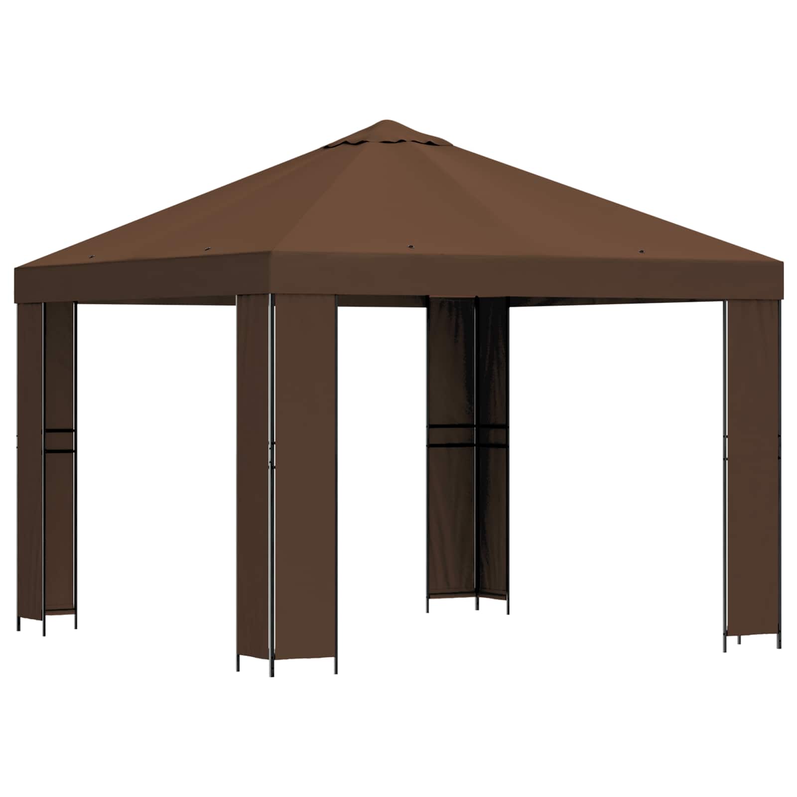 Prieel 3 x 3 m Bruin Polyester en staal 190 image 2