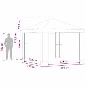 Altán 3 x 3 m Hnědá Polyester a ocel 190 gsm - obrázek 7