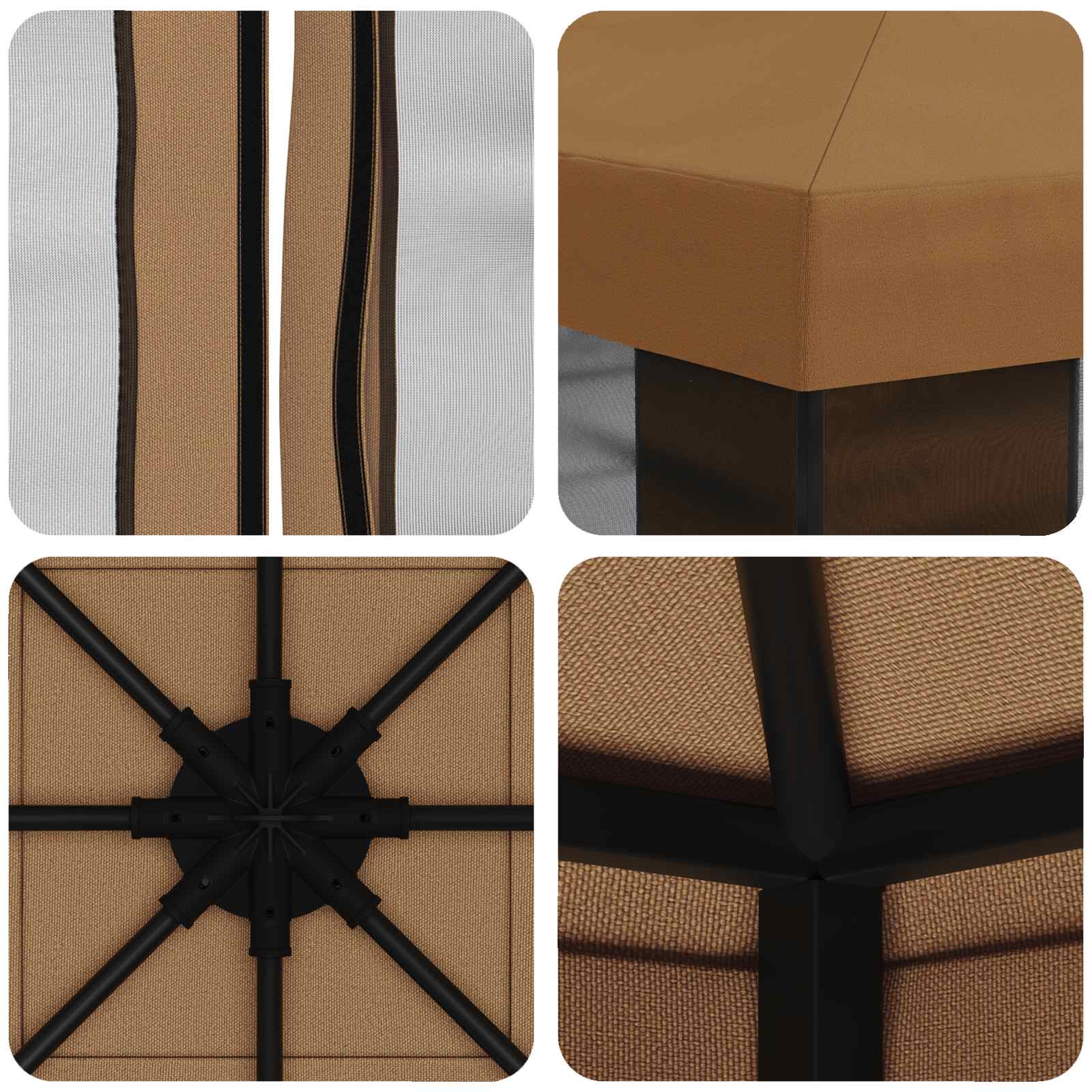 Tuin Gazebo met Zijwanden 3 x 3 m Beige Polyester en staal 190 image 7