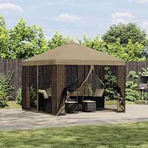 Vrtni gazebo s stranskimi stenami 3 x 3 m Bež