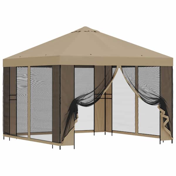 vidaXL Aia telk k&uuml;lgseintega 3 x 3 m Beež Pol&uuml;ester ja teras 190 gsm