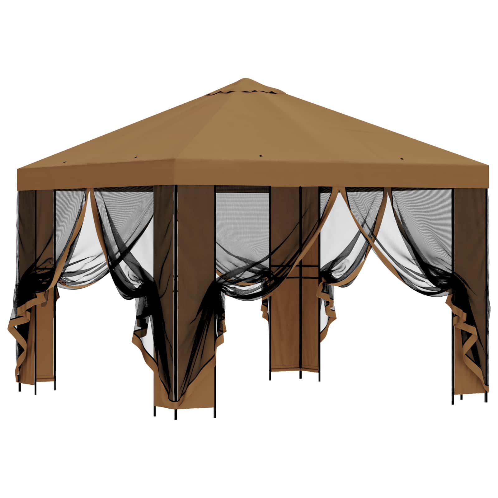 Tuin Gazebo met Zijwanden 3 x 3 m Beige Polyester en staal 190 image 4