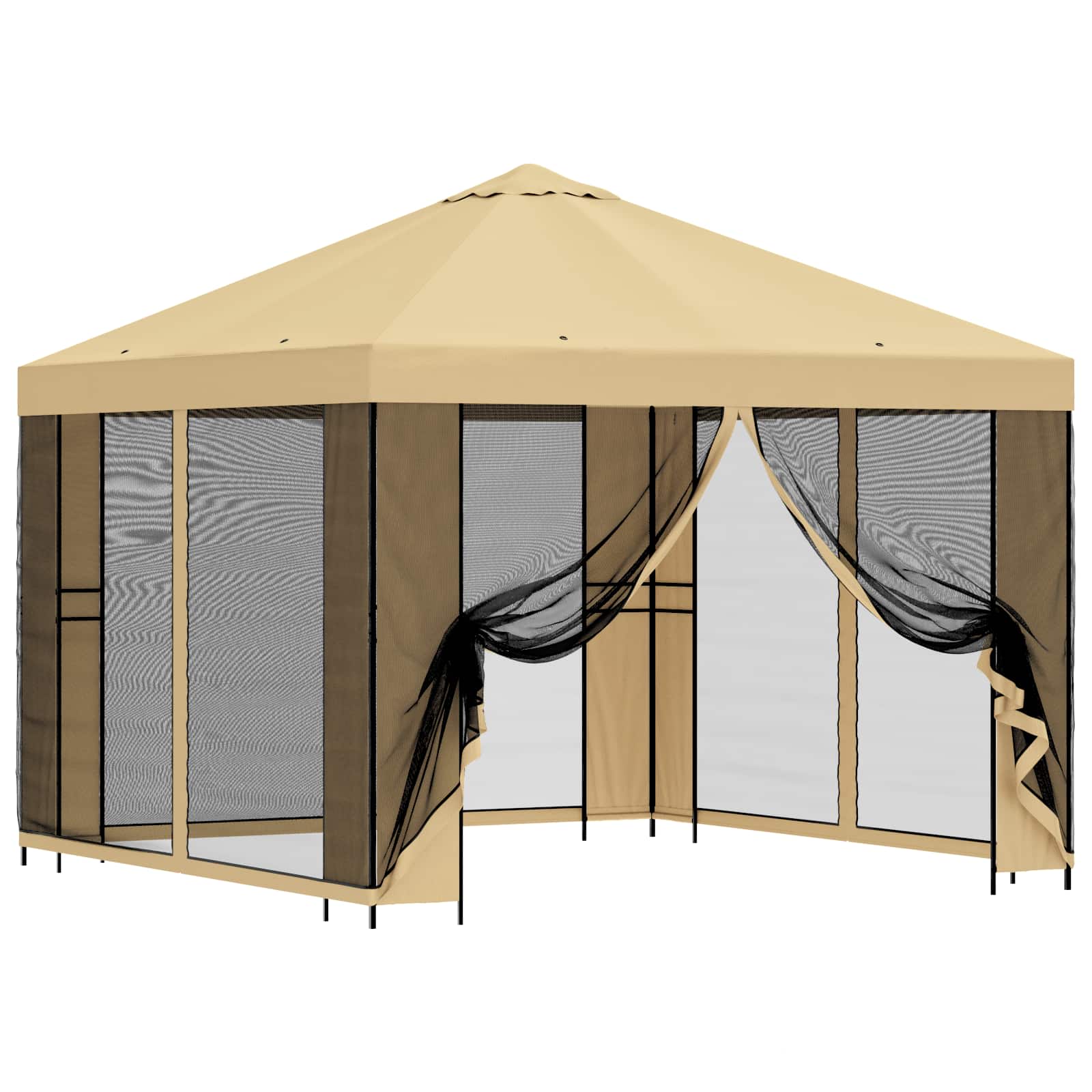 Tuin Gazebo met Zijwanden 3 x 3 m Crèmekleurig image 2