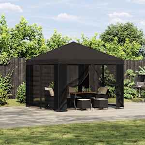 Vrtni gazebo s stranskimi stenami 3 x 3 m Antracit