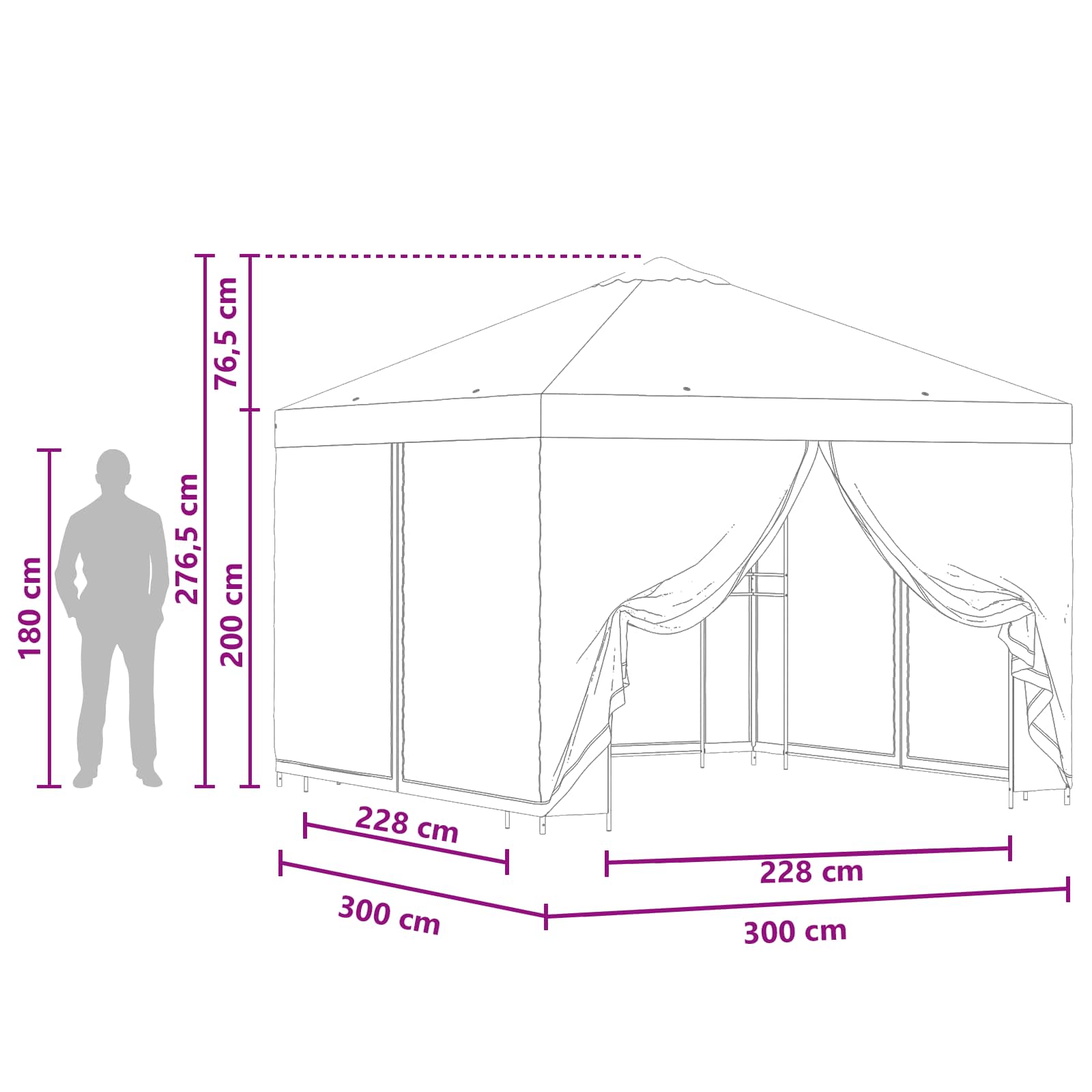 Tuin Gazebo met Zijwanden 3 x 3 m Antracietkleurig image 9