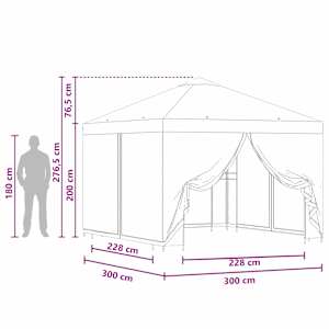 Zahradní altán se stěnami 3 x 3 m Antracitová Polyester a ocel - obrázek 9