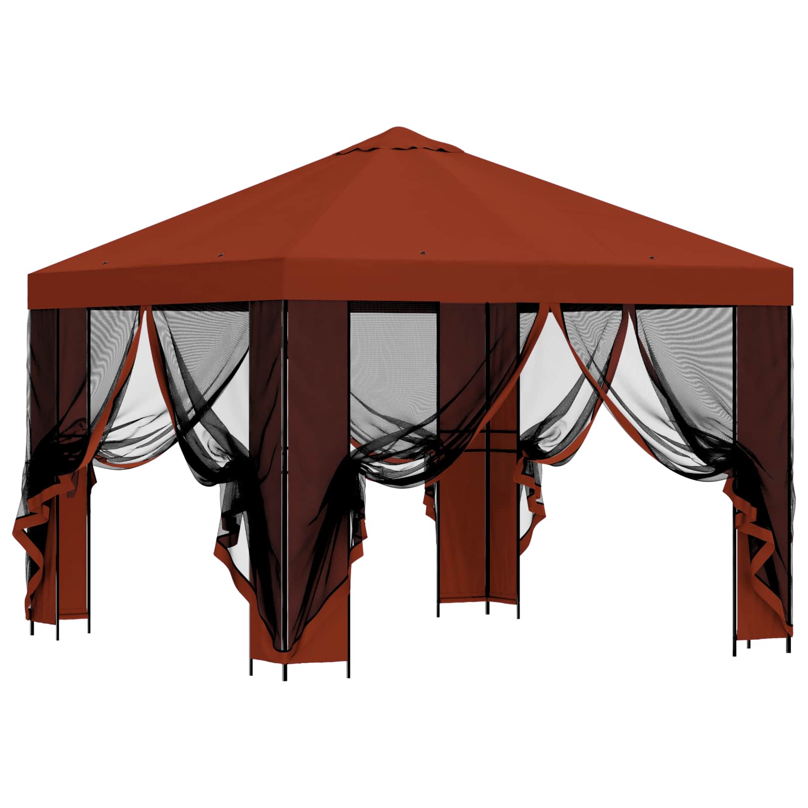 Tuin Gazebo met Zijwanden 3 x 3 m Terracotta Polyester en staal image 4