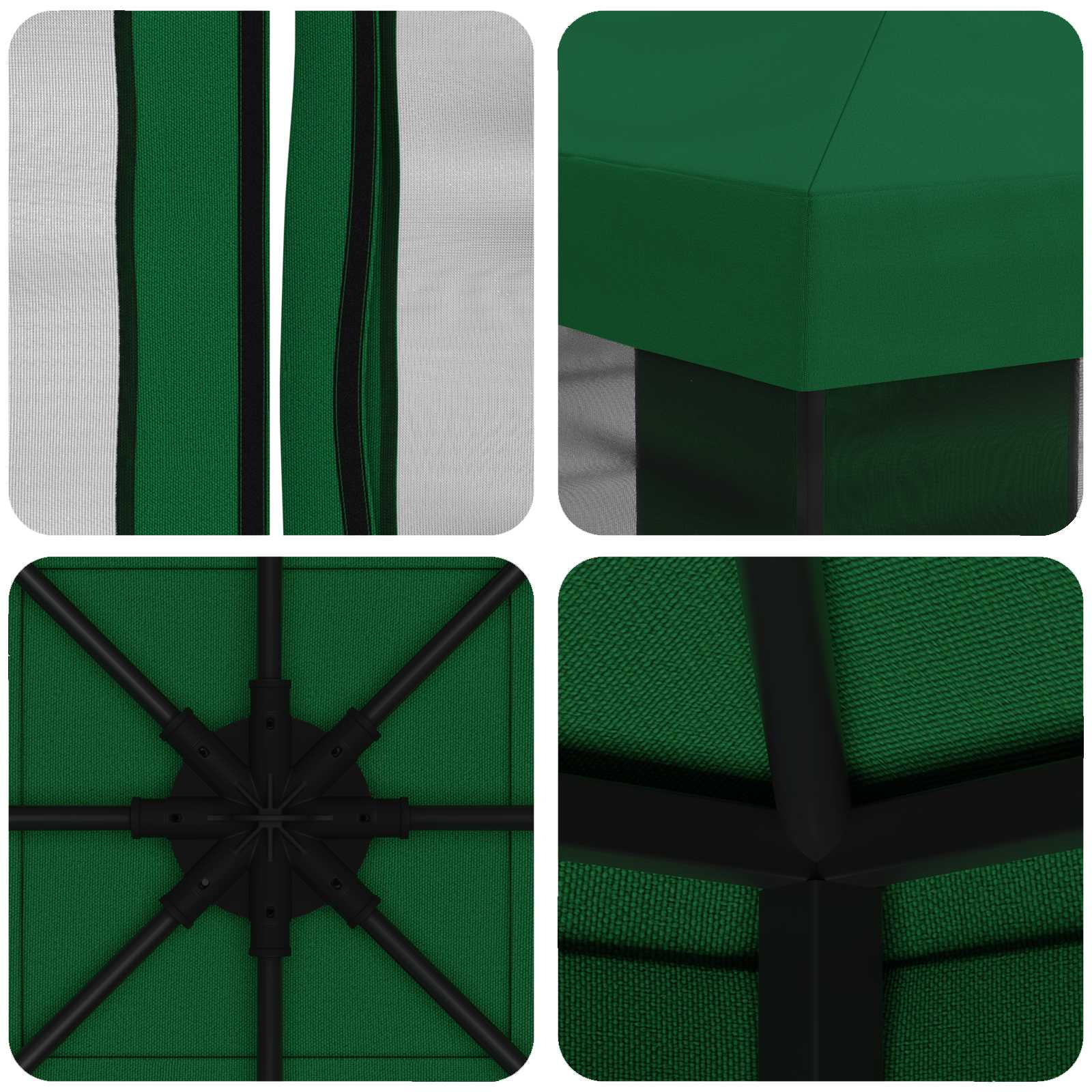 Tuin Gazebo met Zijwanden 3 x 3 m Groen Polyester en staal 190 image 7