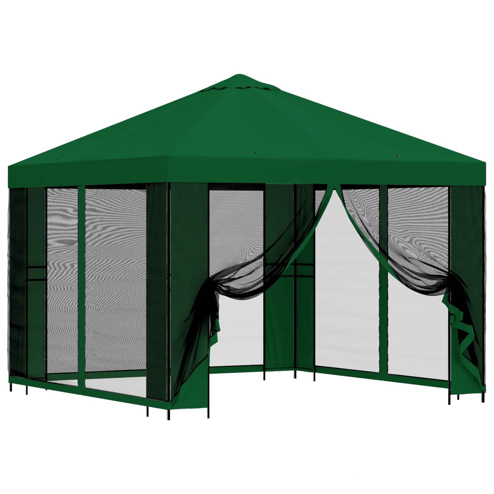 Tuin Gazebo met Zijwanden 3 x 3 m Groen Polyester en staal 190 image 2