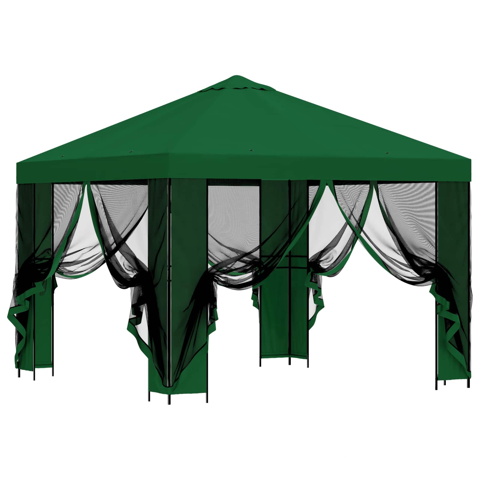 Tuin Gazebo met Zijwanden 3 x 3 m Groen Polyester en staal 190 image 4