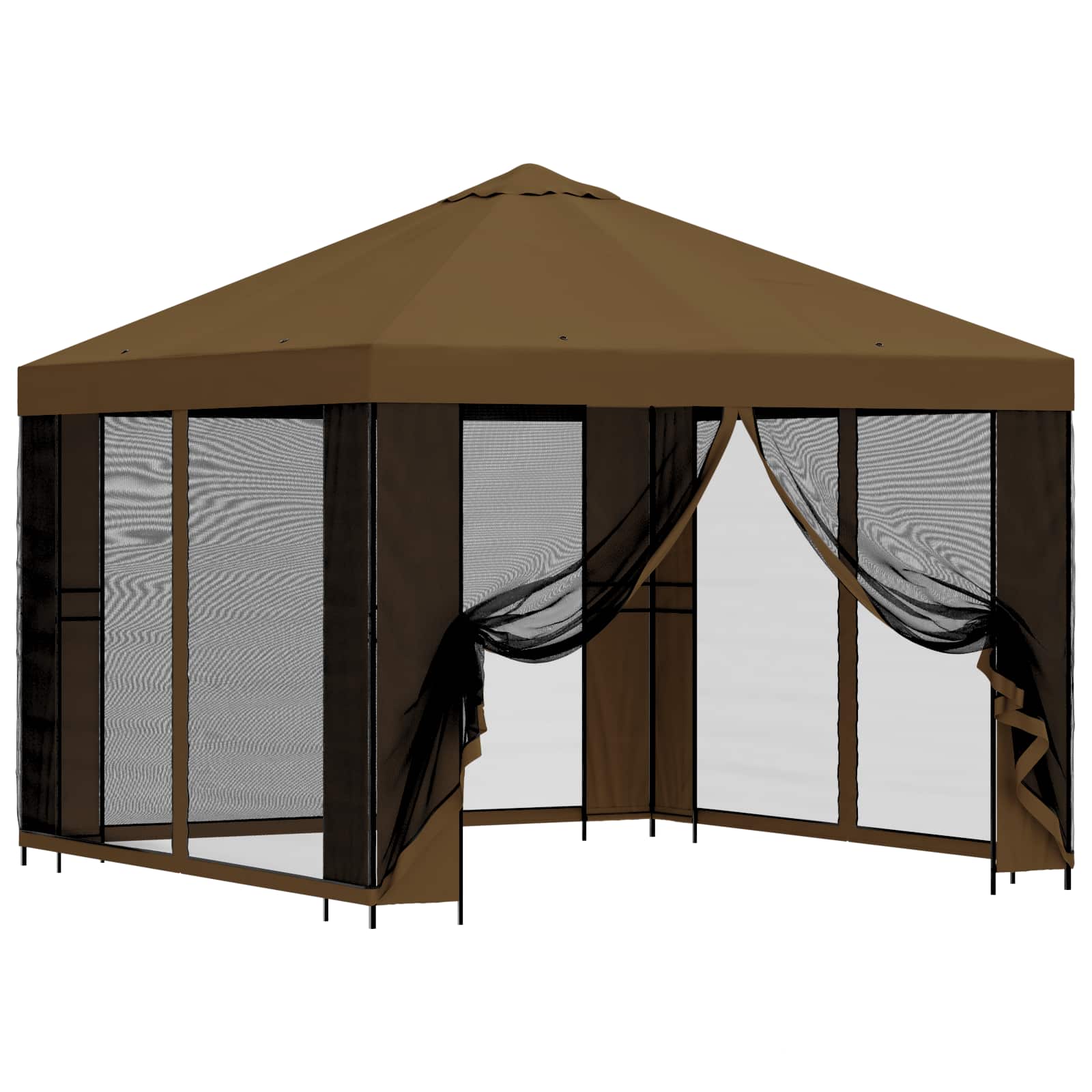 Tuin Gazebo met Zijwanden 3 x 3 m Taupe Polyester en staal 190 image 2