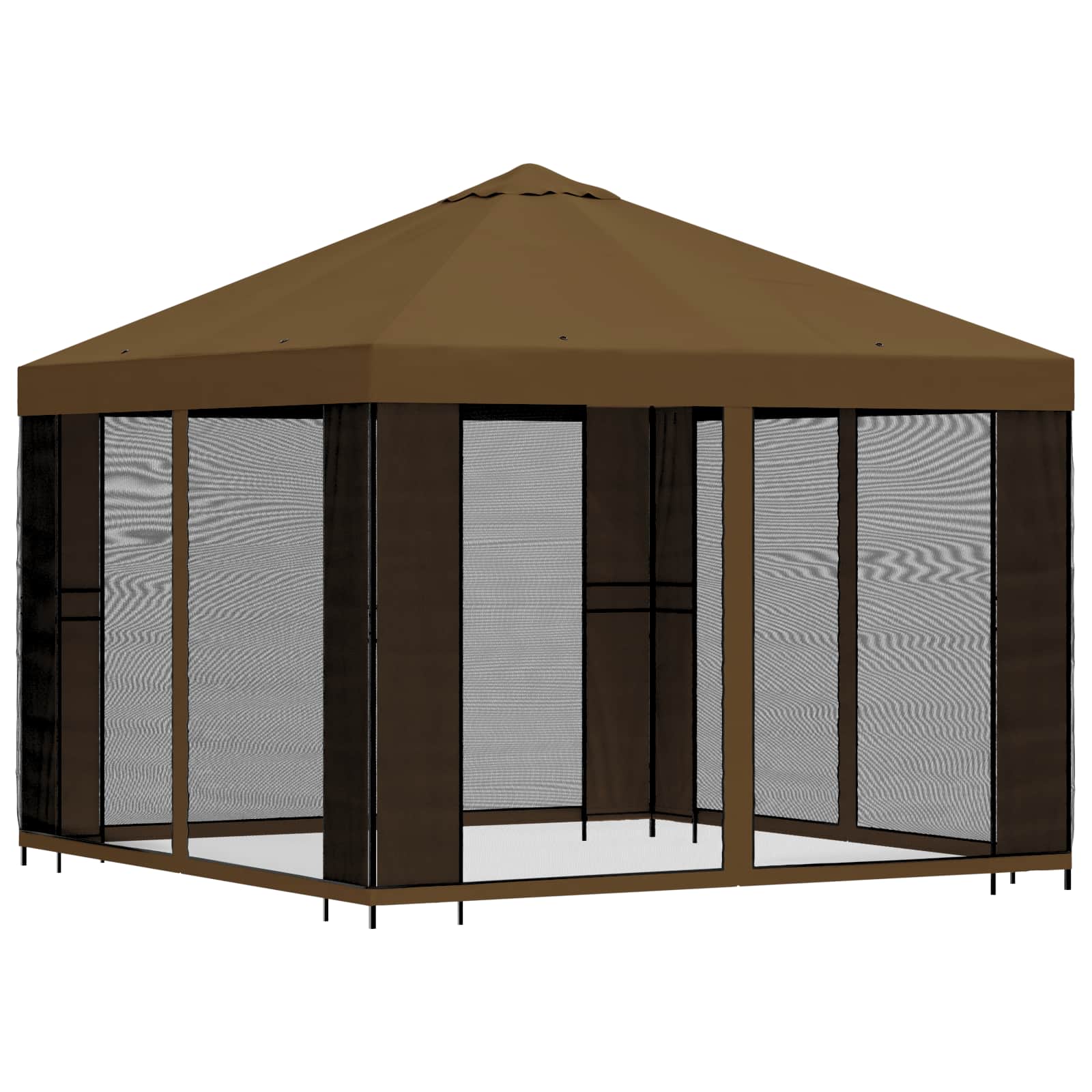 Tuin Gazebo met Zijwanden 3 x 3 m Taupe Polyester en staal 190 image 3