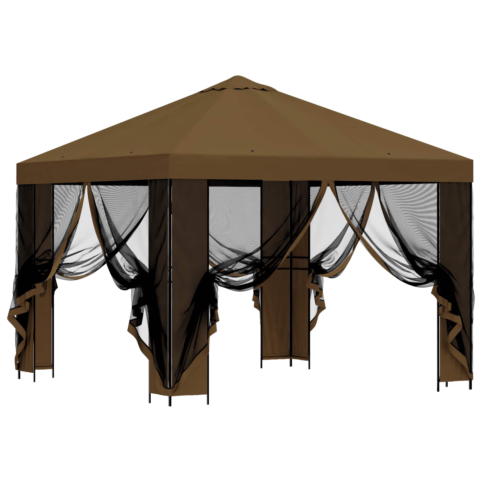 Tuin Gazebo met Zijwanden 3 x 3 m Taupe Polyester en staal 190 image 4