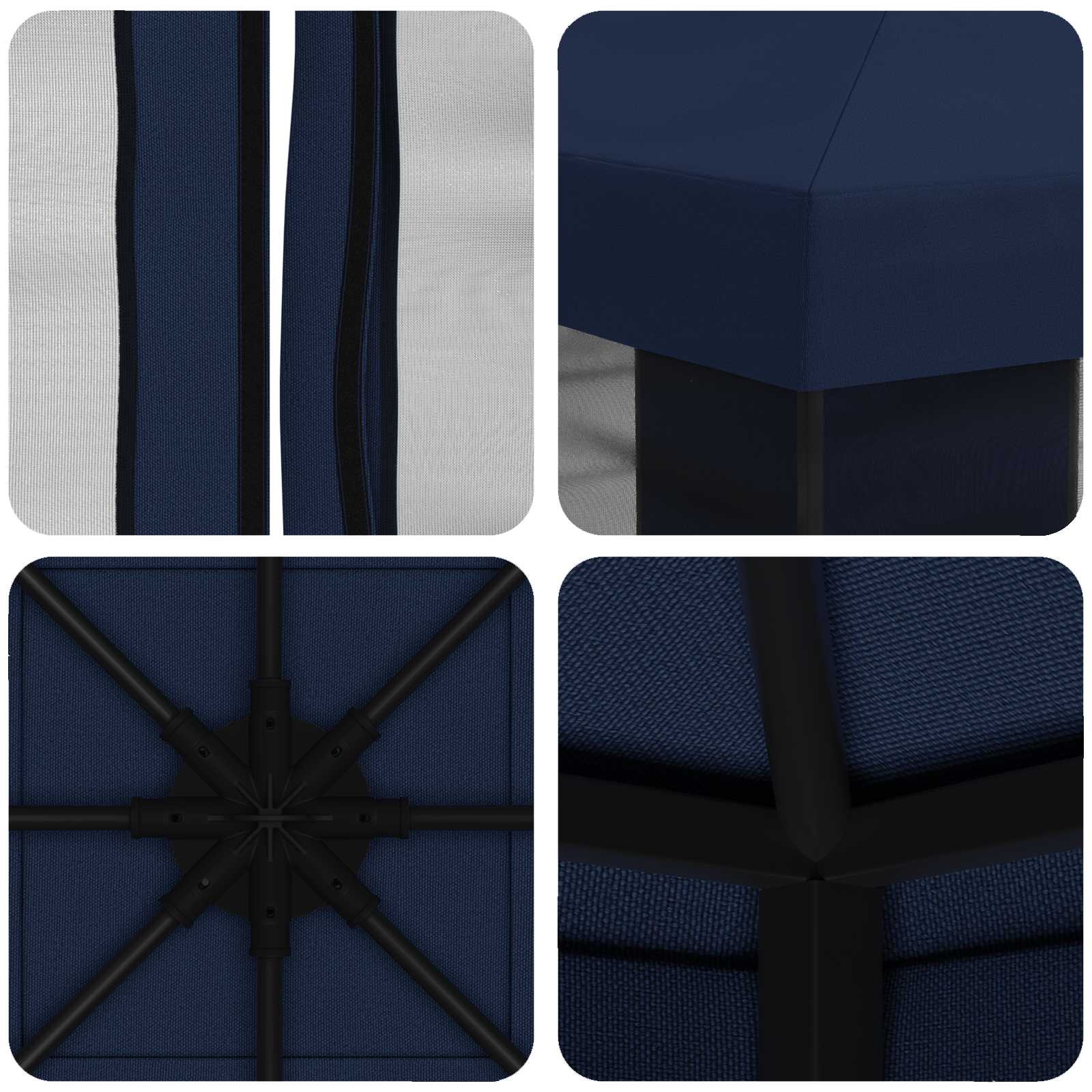 Tuin Gazebo met Zijwanden 3 x 3 m Blauw Polyester en staal 190 image 7