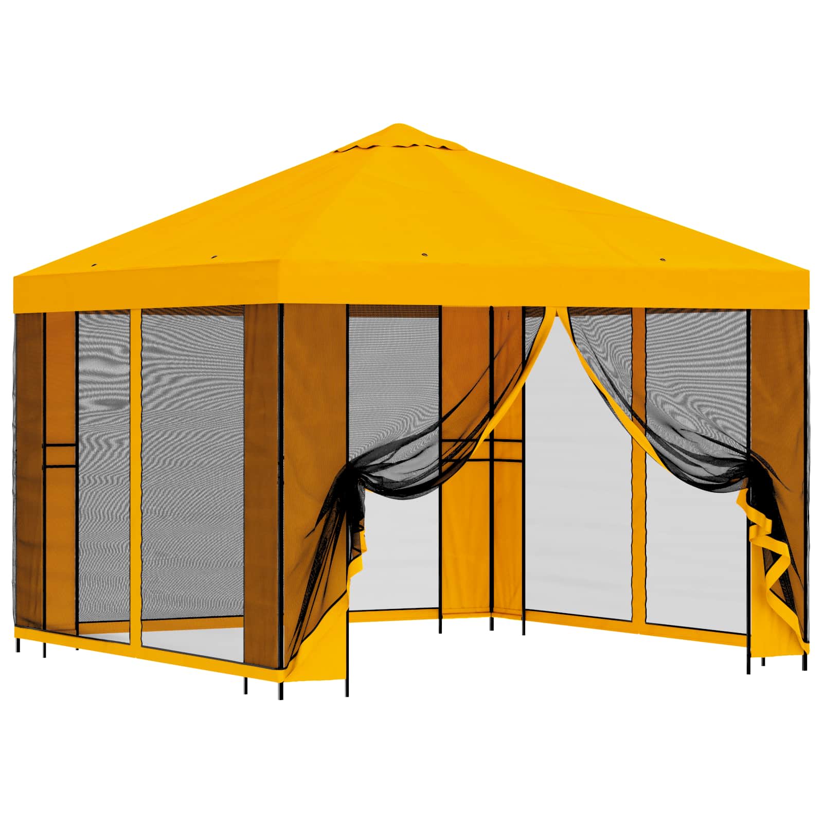 Tuin Gazebo met Zijwanden 3 x 3 m Geel Polyester en staal 190 image 2
