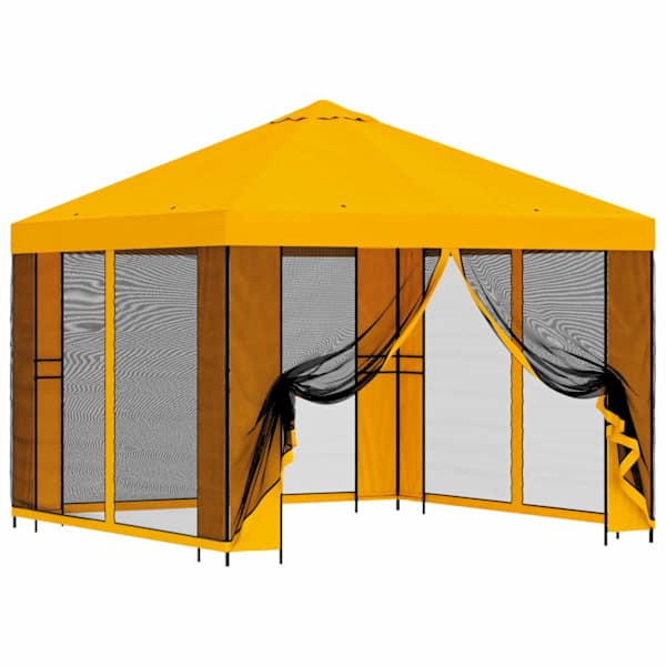 vidaXL Aia telk k&uuml;lgseintega 3 x 3 m Kollane Pol&uuml;ester ja teras