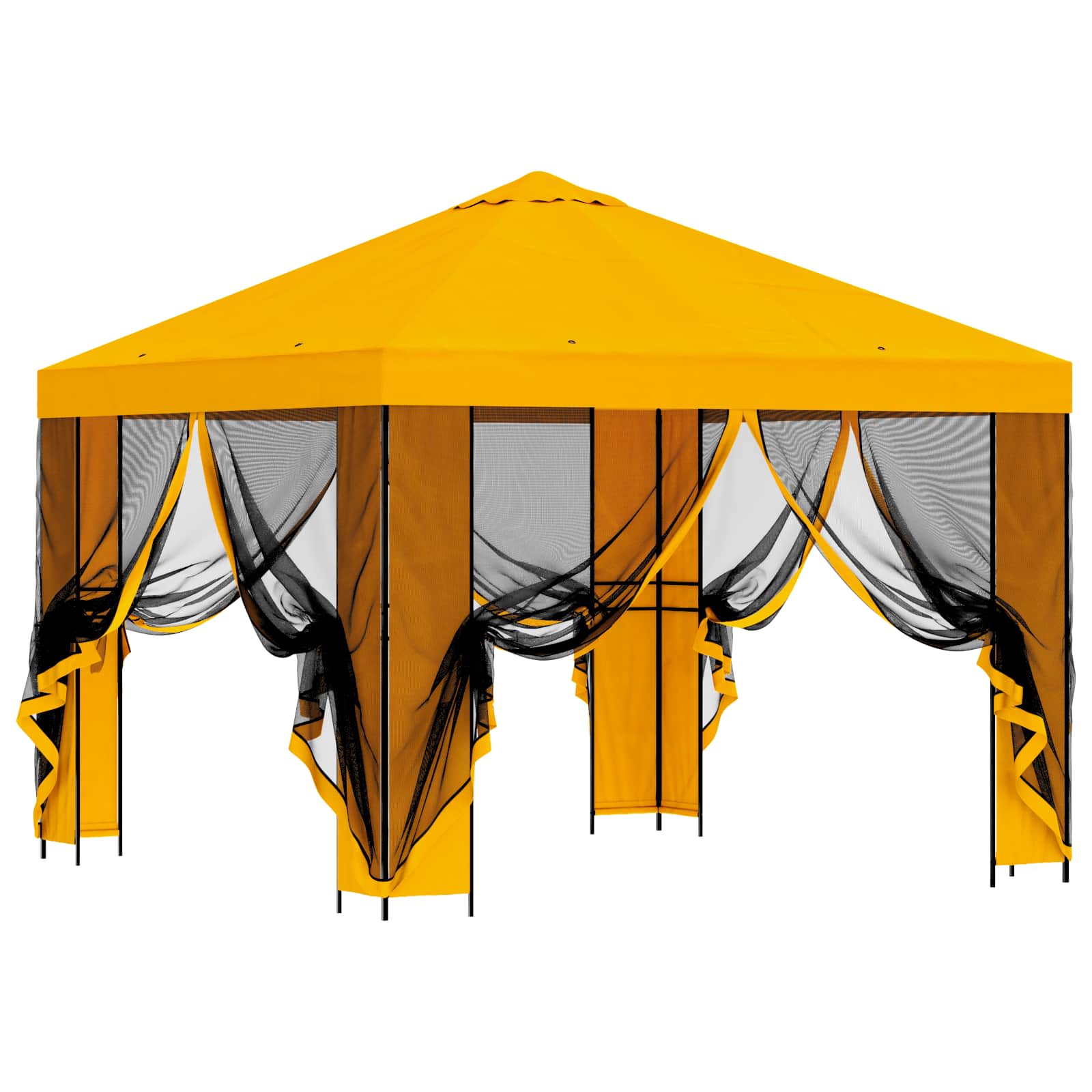 Tuin Gazebo met Zijwanden 3 x 3 m Geel Polyester en staal 190 image 4